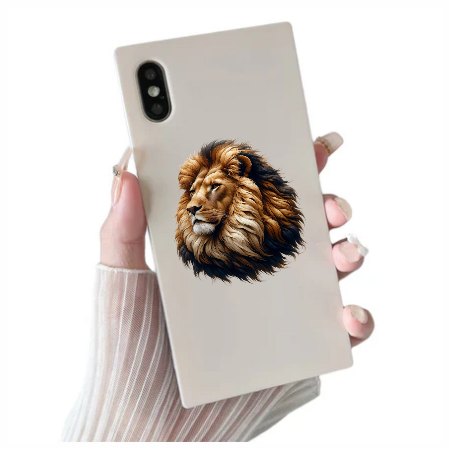 Golden Lion Head With Large Mane Vinyl Sticker Decal