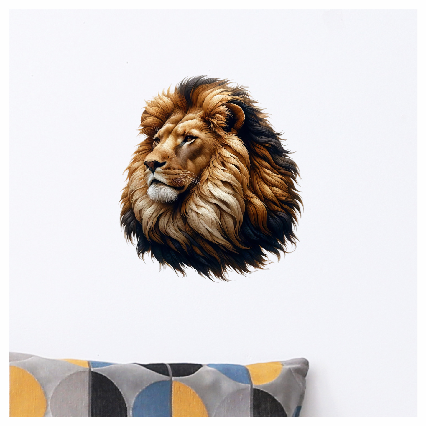 Golden Lion Head With Large Mane Vinyl Sticker Decal