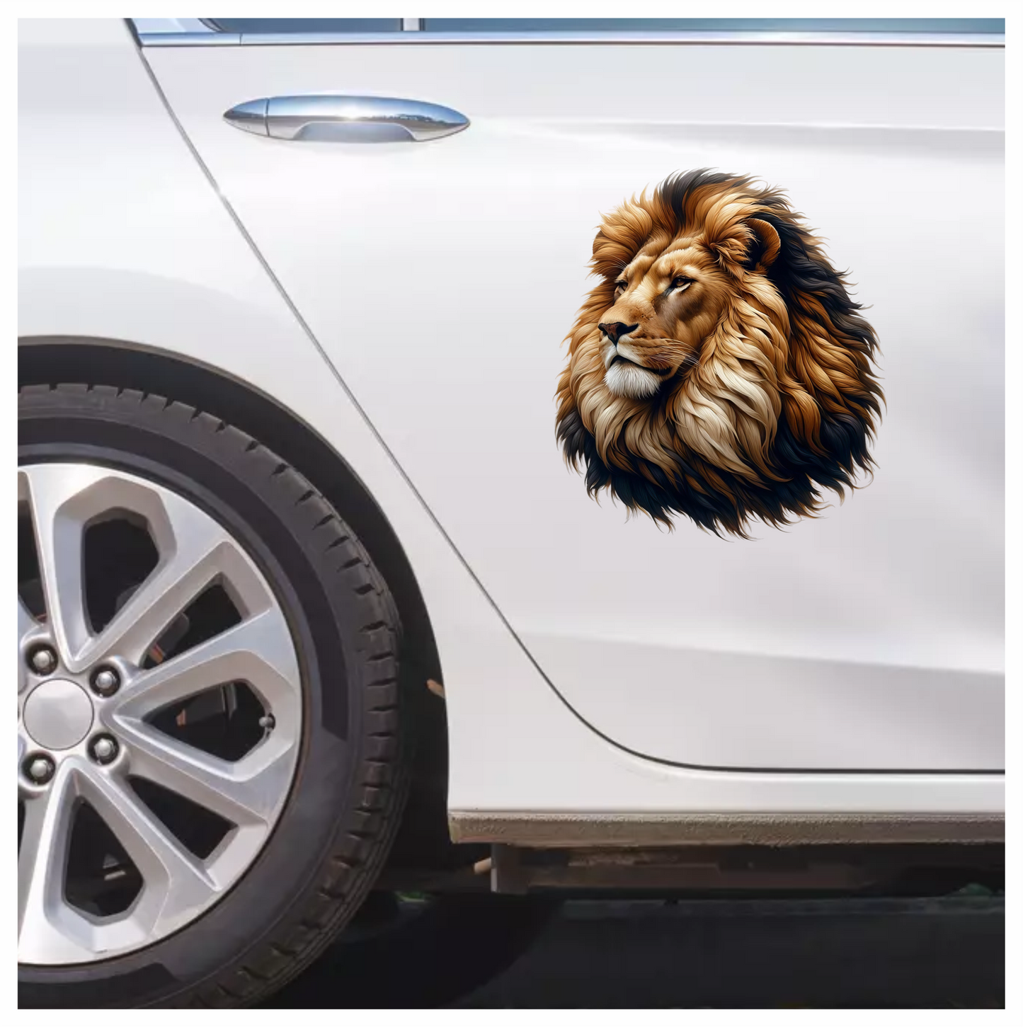 Golden Lion Head With Large Mane Vinyl Sticker Decal
