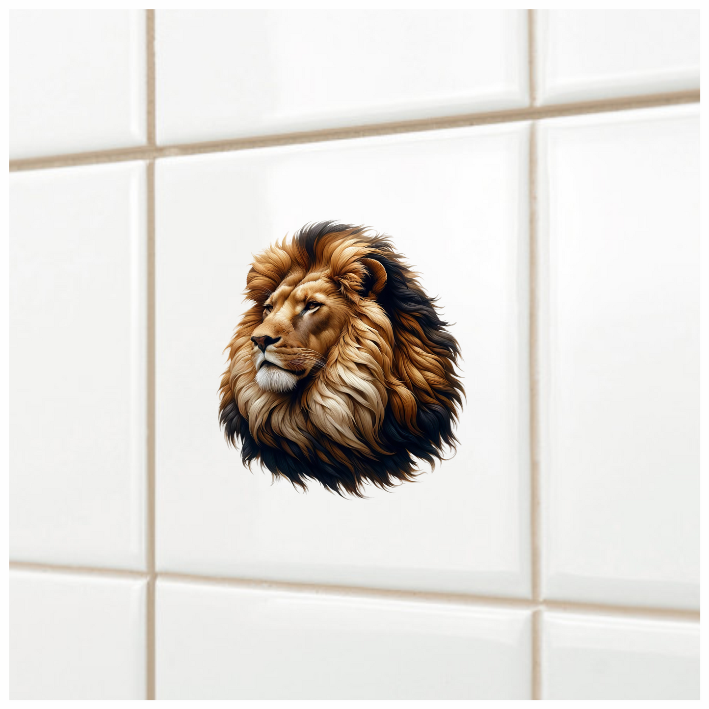 Golden Lion Head With Large Mane Vinyl Sticker Decal