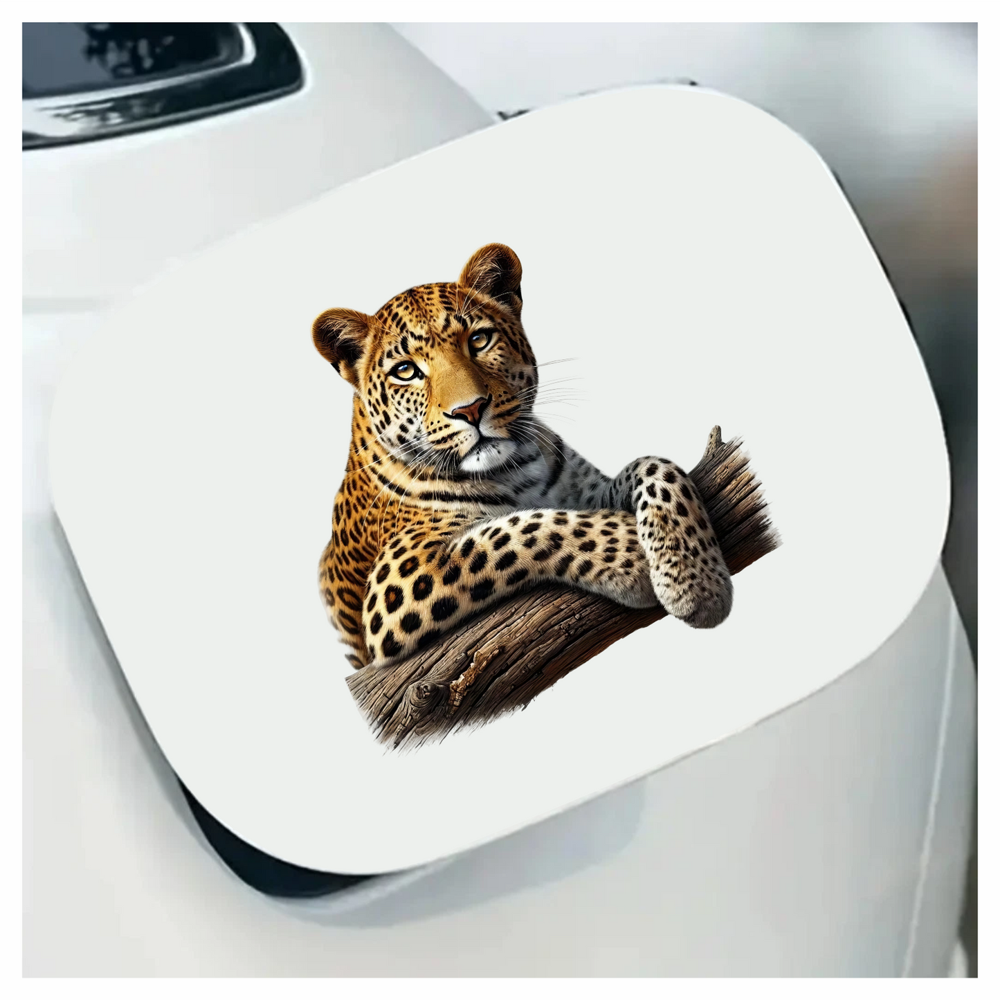Golden Leopard Resting On Wooden Log Vinyl Sticker Decal