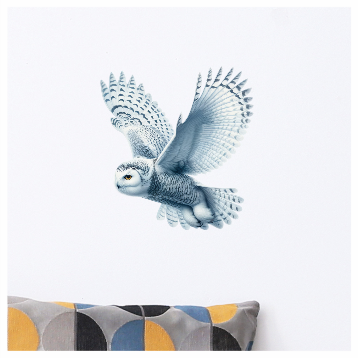White Owl Flying With Spread Wings Vinyl Sticker Decal