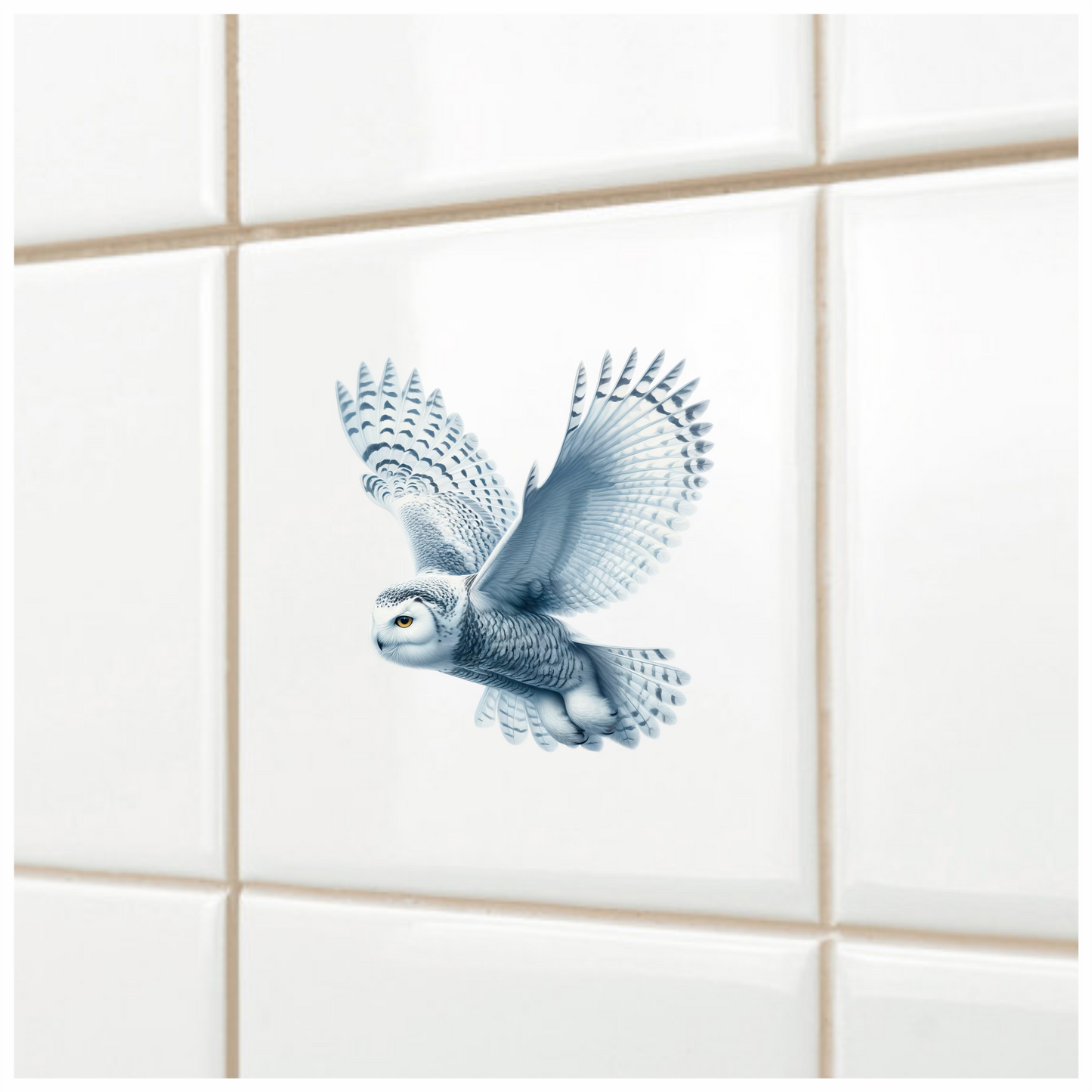 White Owl Flying With Spread Wings Vinyl Sticker Decal
