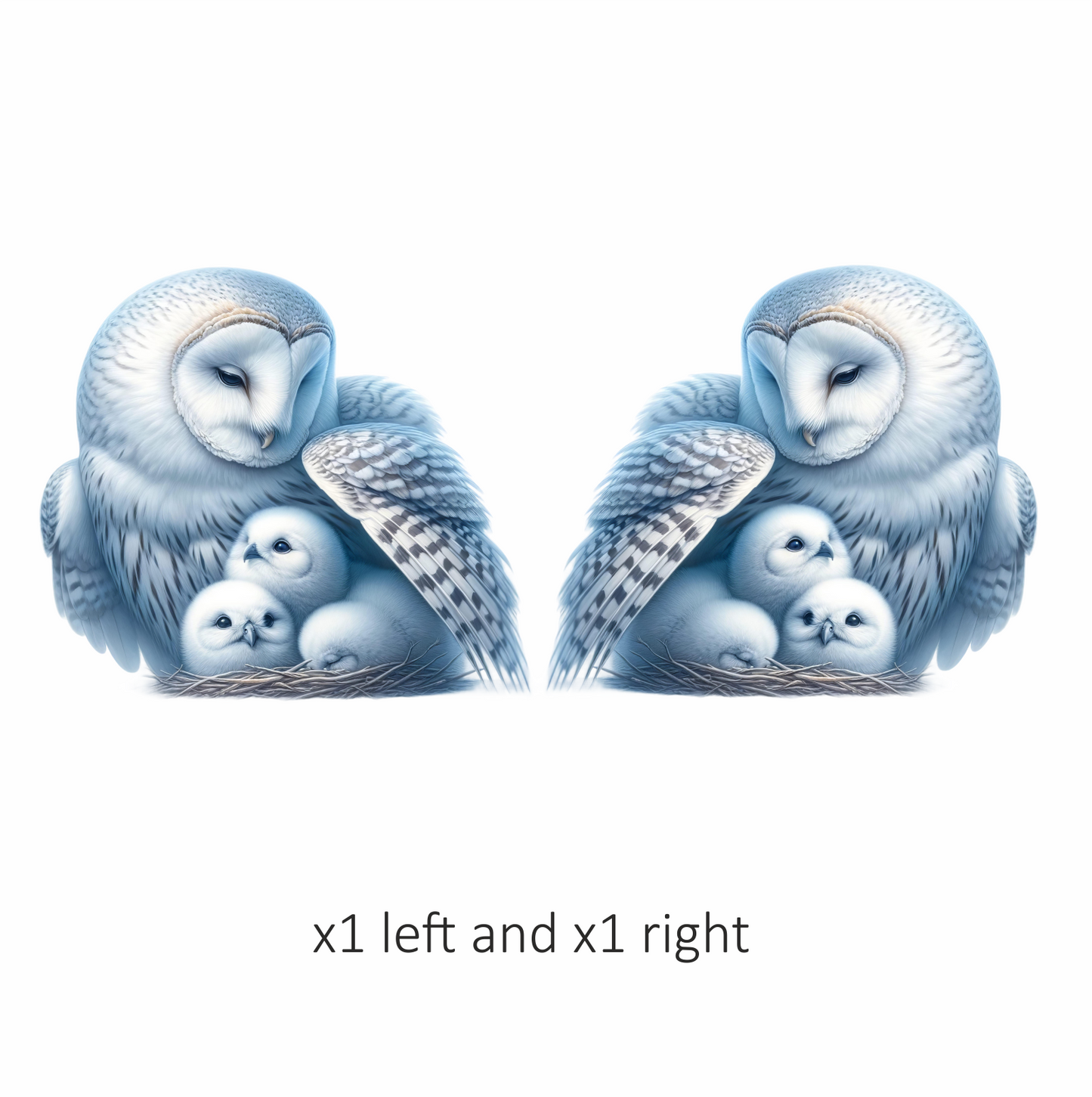 White Owl Nest With Three Chicks Vinyl Sticker Decal