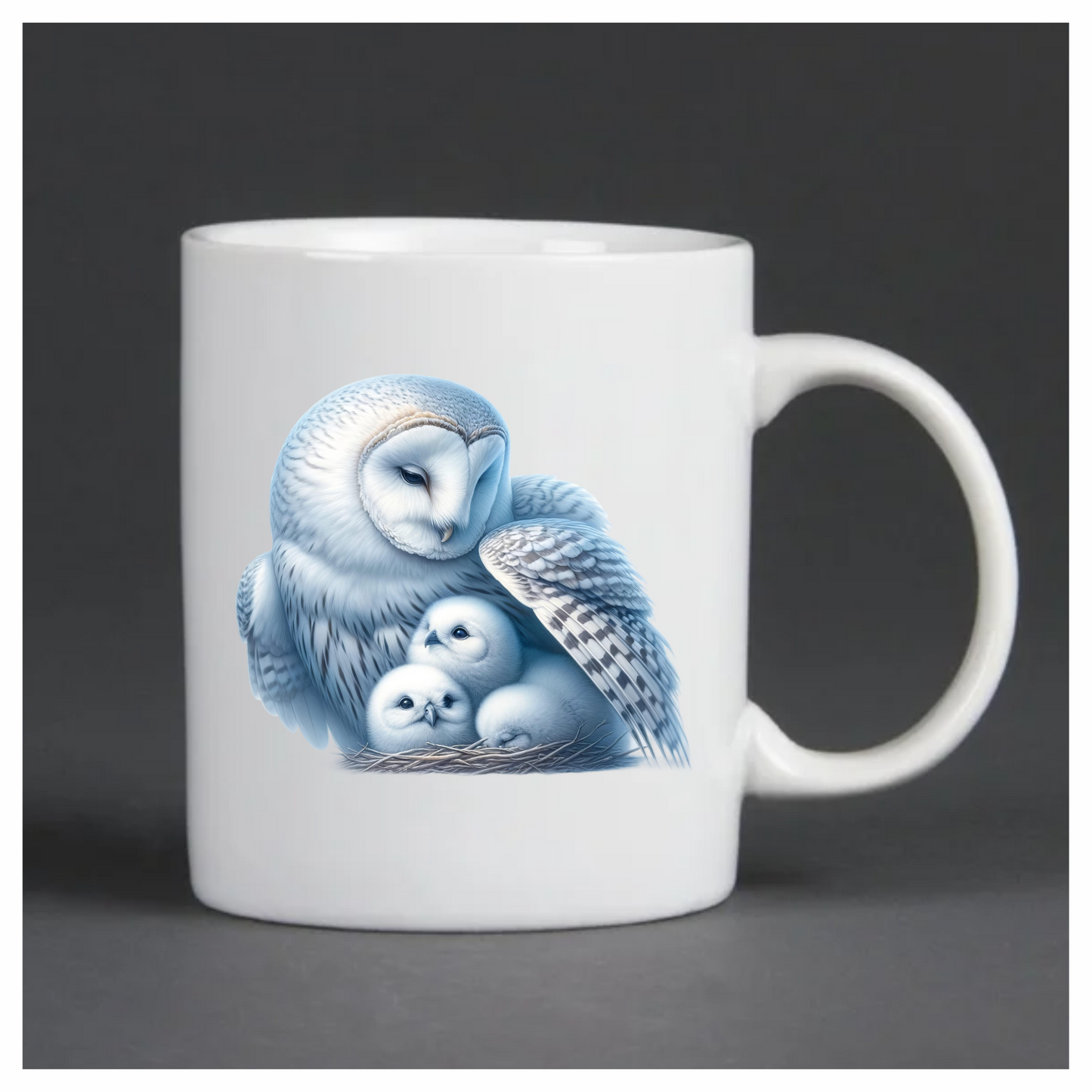 White Owl Nest With Three Chicks Vinyl Sticker Decal