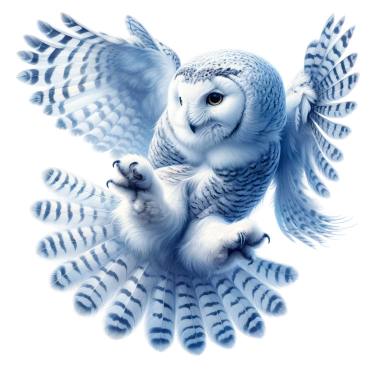White Owl Flying With Open Feathers Vinyl Sticker Decal