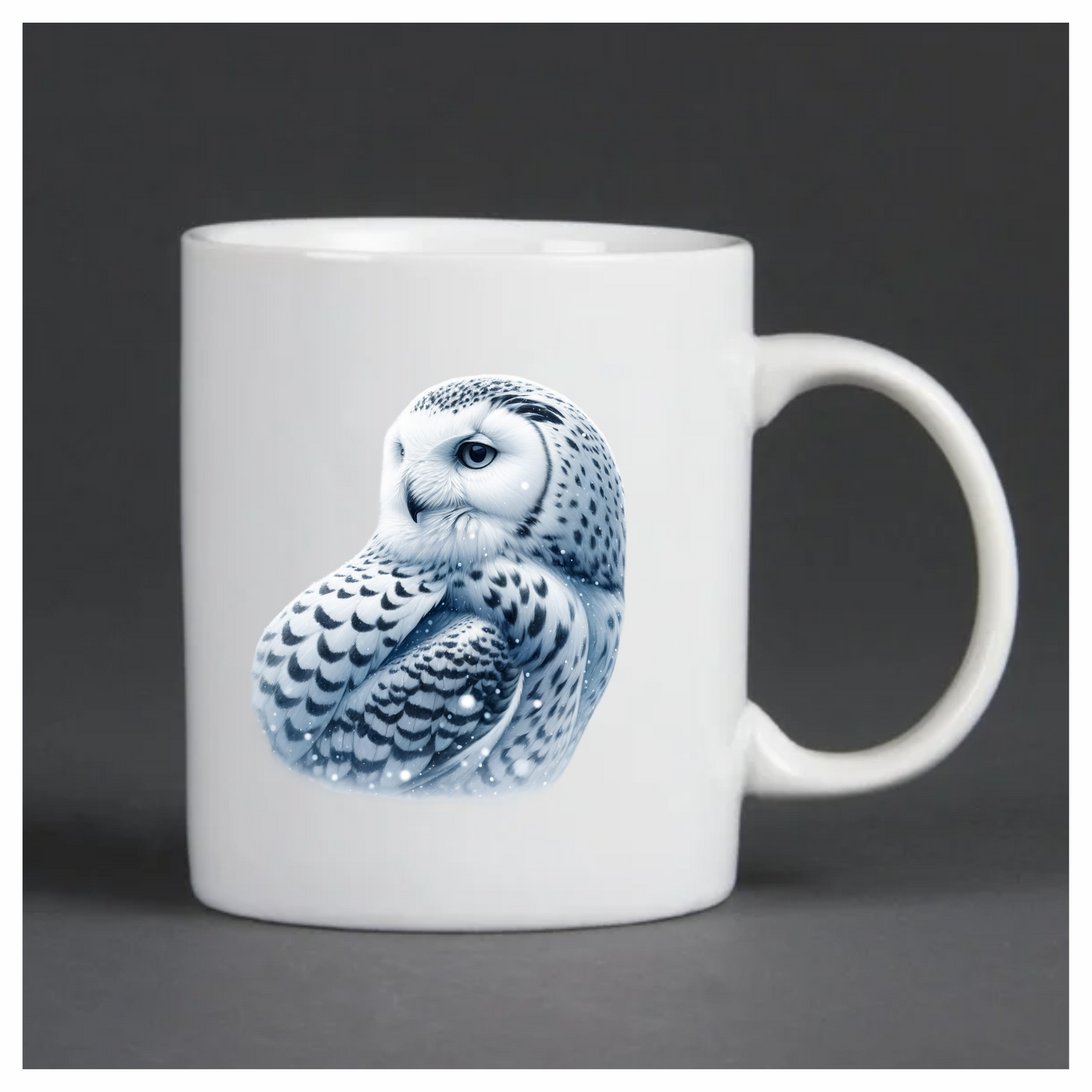 White Owl Sitting With Snowflakes Vinyl Sticker Decal