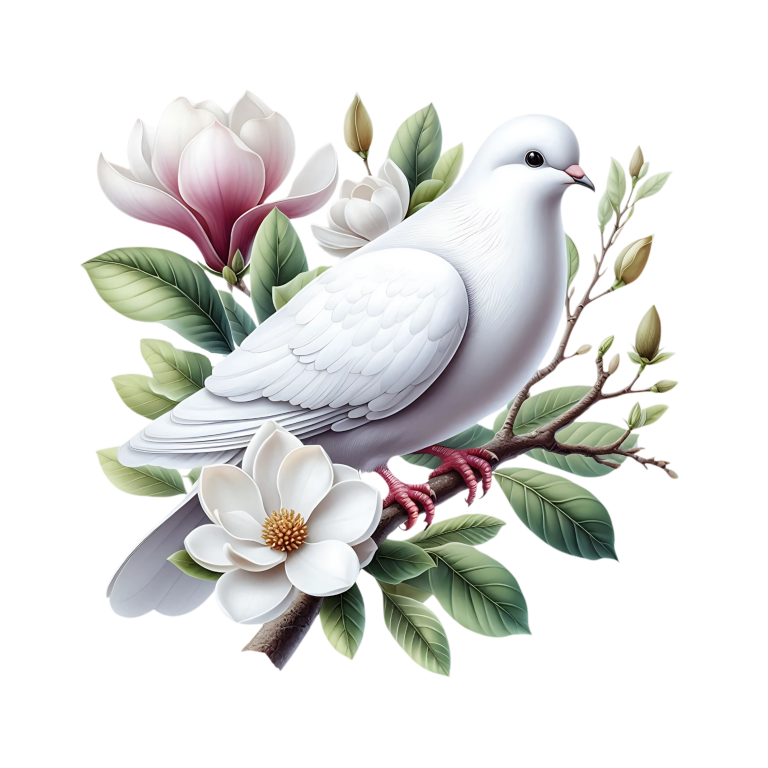 White Dove Bird Perched On Branch Vinyl Sticker Decal