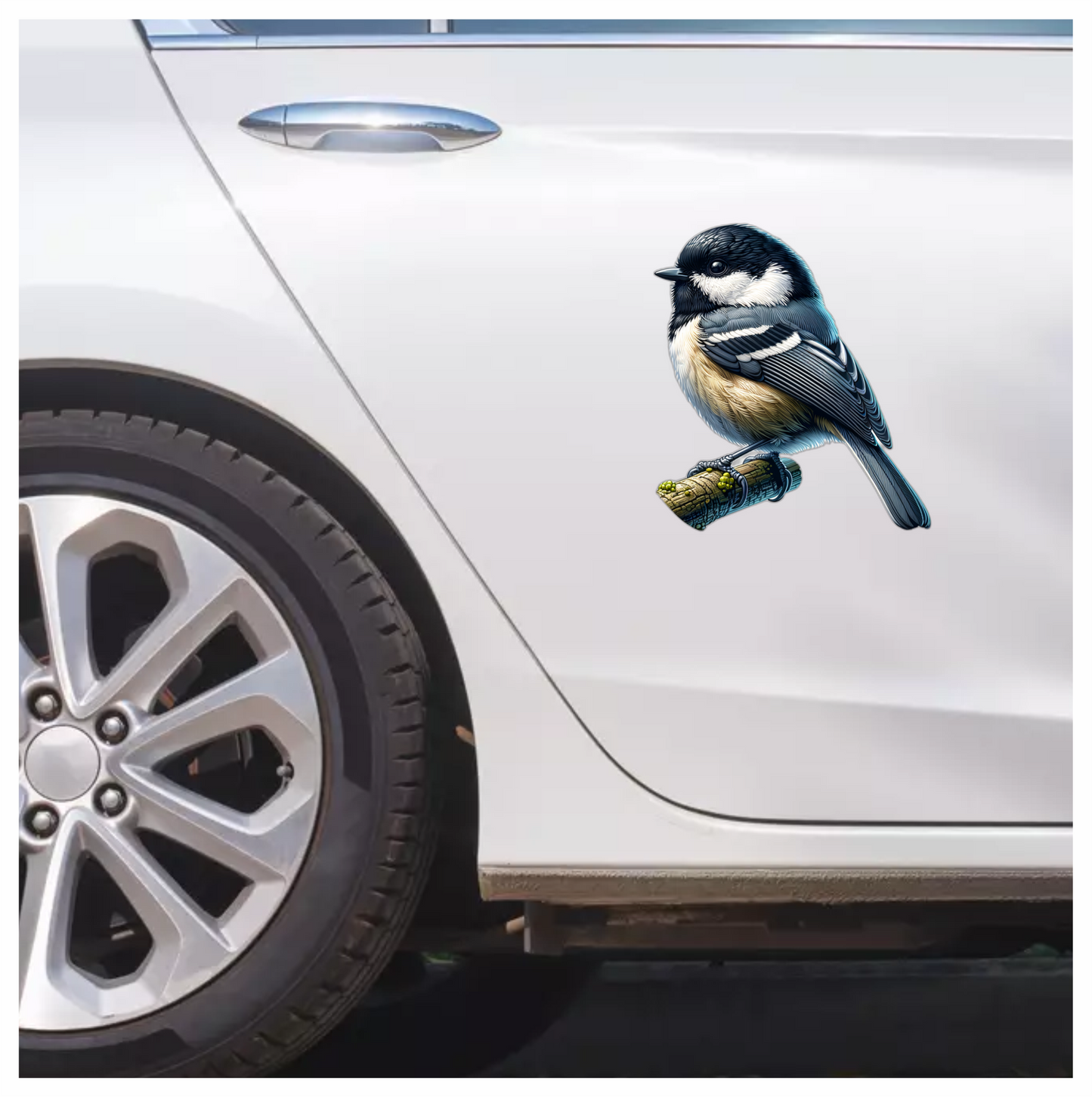 Black Tit Bird With White Chest Vinyl Sticker Decal