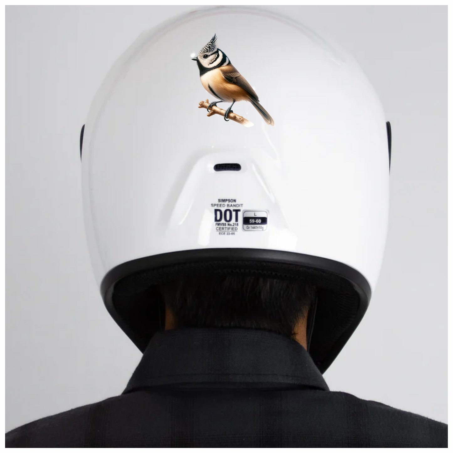 Brown Crested Tit Bird With Branch Vinyl Sticker Decal