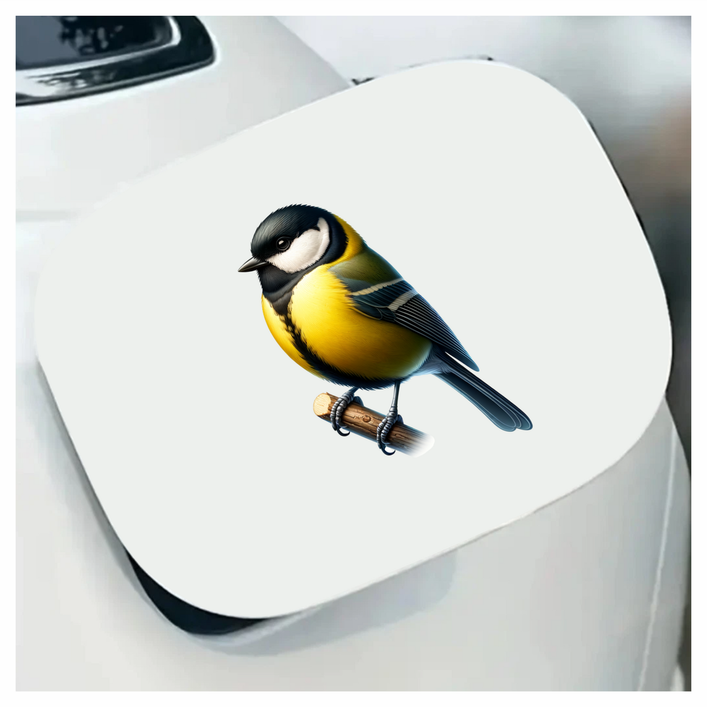 Yellow Great Tit Bird On Branch Vinyl Sticker Decal