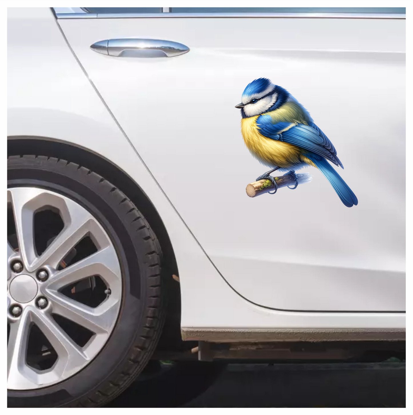 Blue Eurasian Blue Tit On Branch Vinyl Sticker Decal