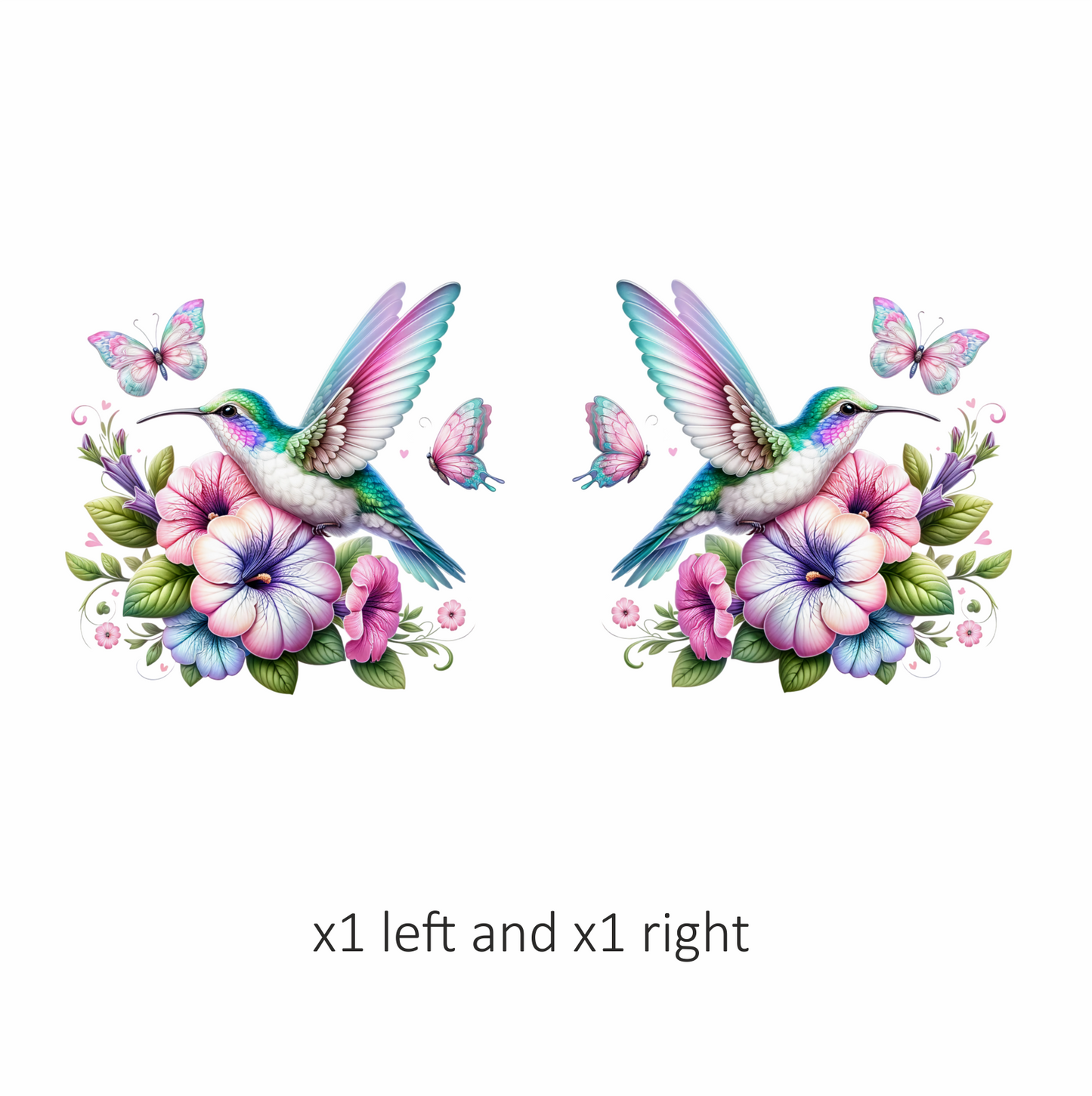 Hummingbird Pink Butterfly Blue Flowers Vinyl Sticker Decal