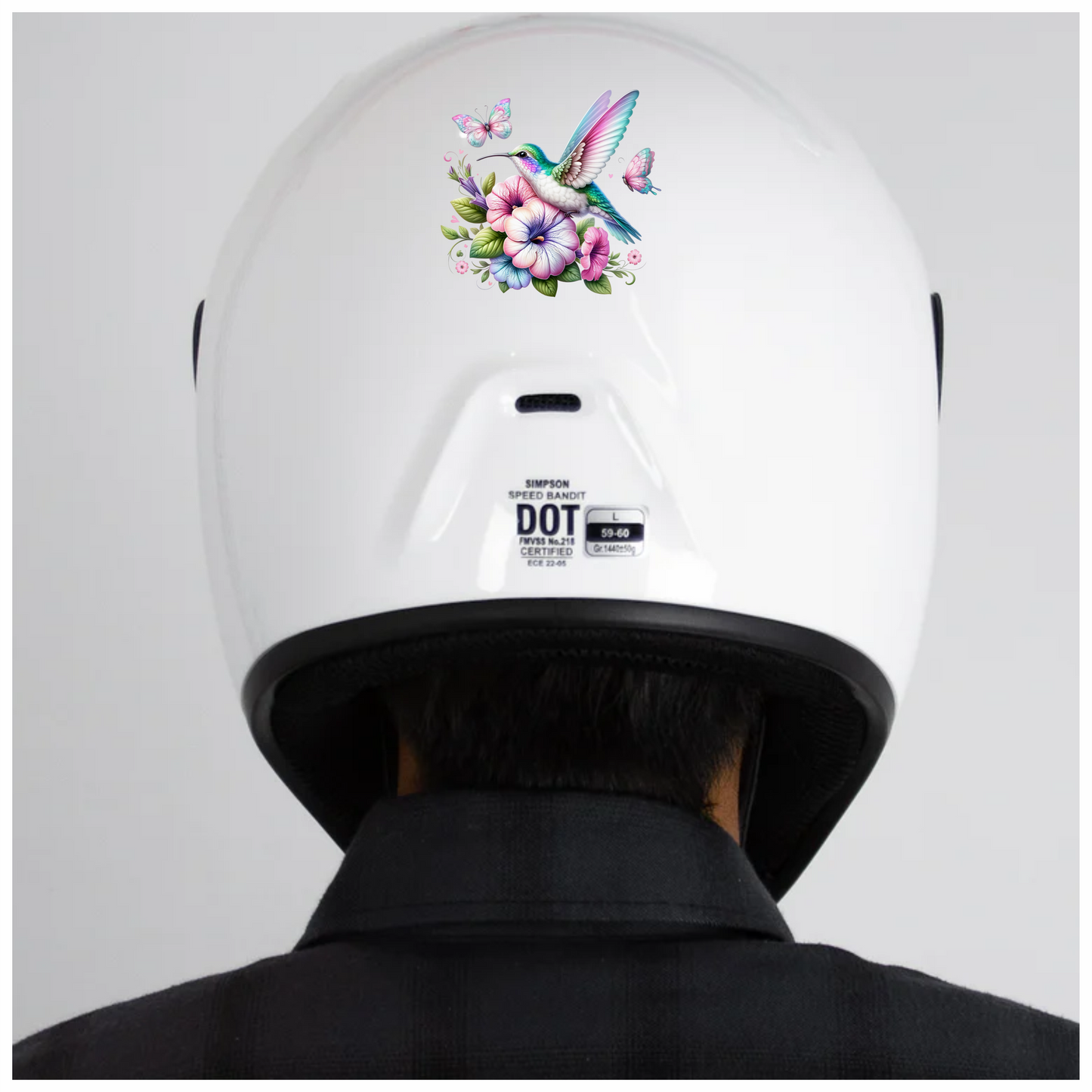 Hummingbird Pink Butterfly Blue Flowers Vinyl Sticker Decal