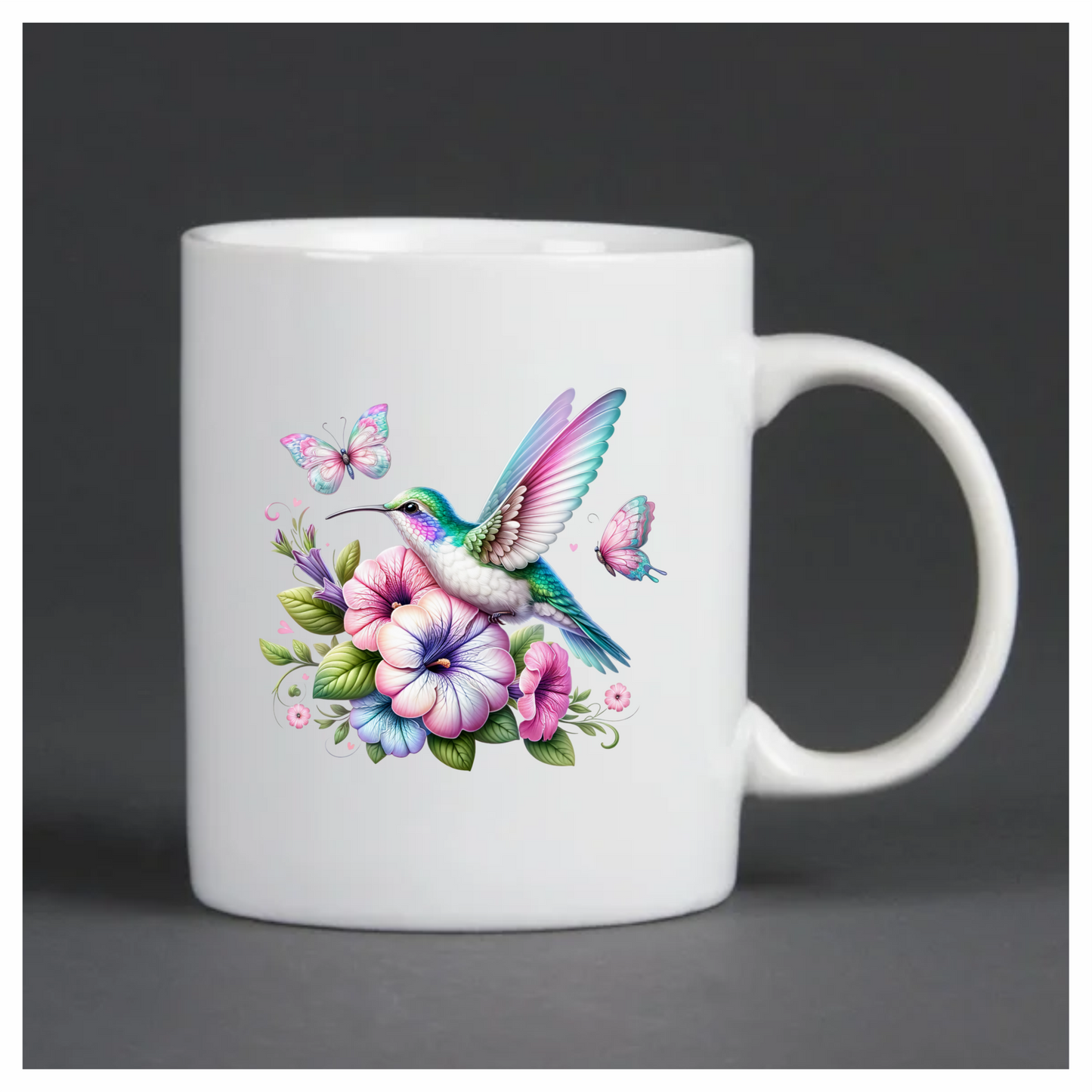 Hummingbird Pink Butterfly Blue Flowers Vinyl Sticker Decal