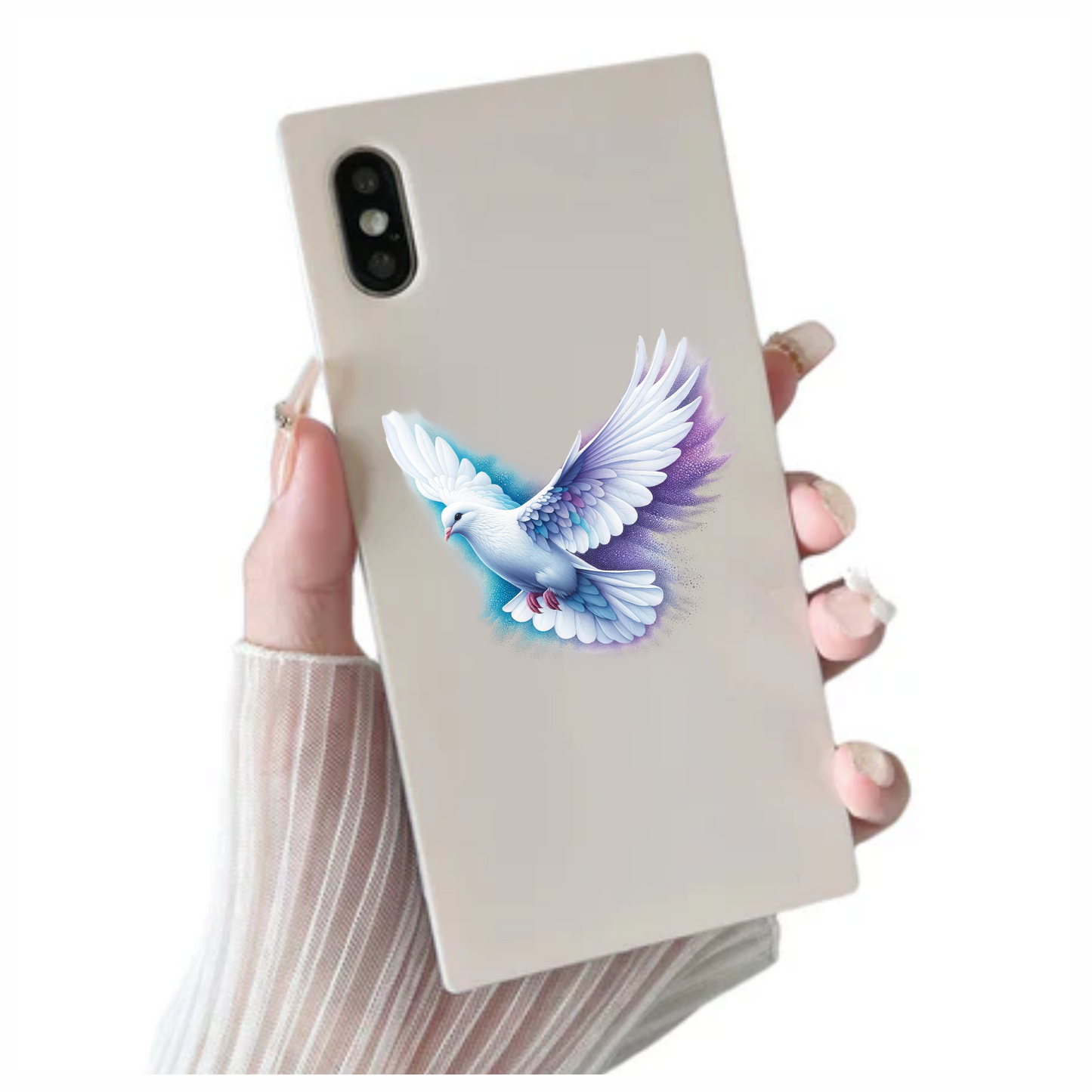 White Dove Bird With Purple Background Vinyl Sticker Decal