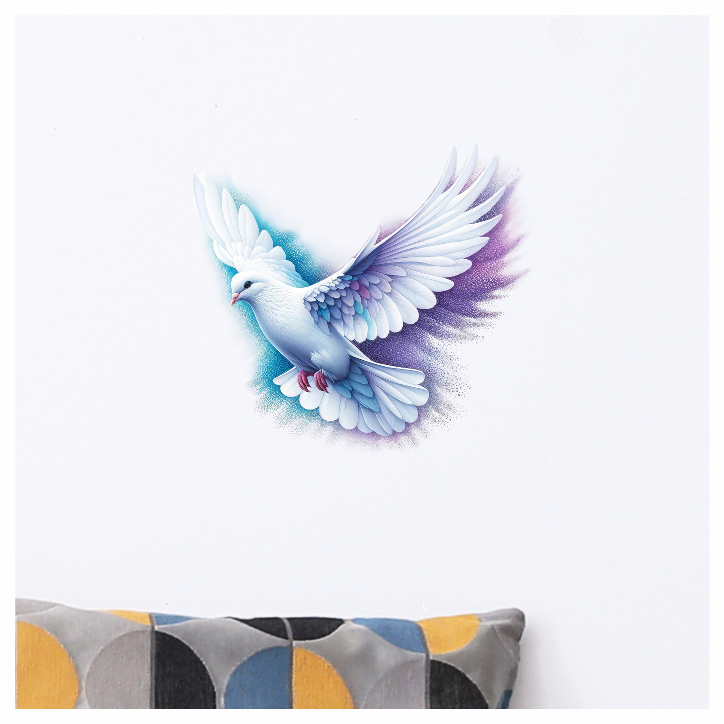 White Dove Bird With Purple Background Vinyl Sticker Decal