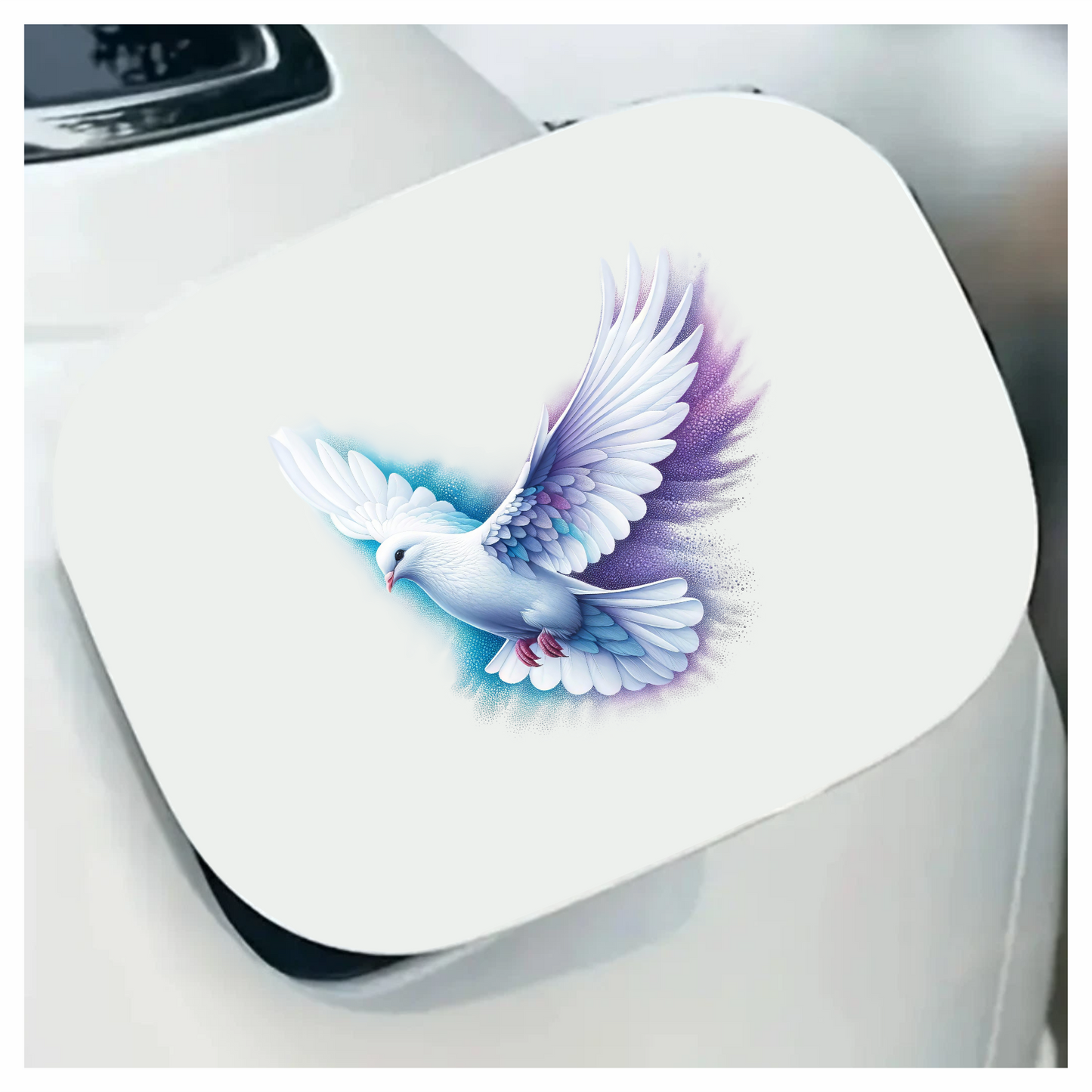 White Dove Bird With Purple Background Vinyl Sticker Decal