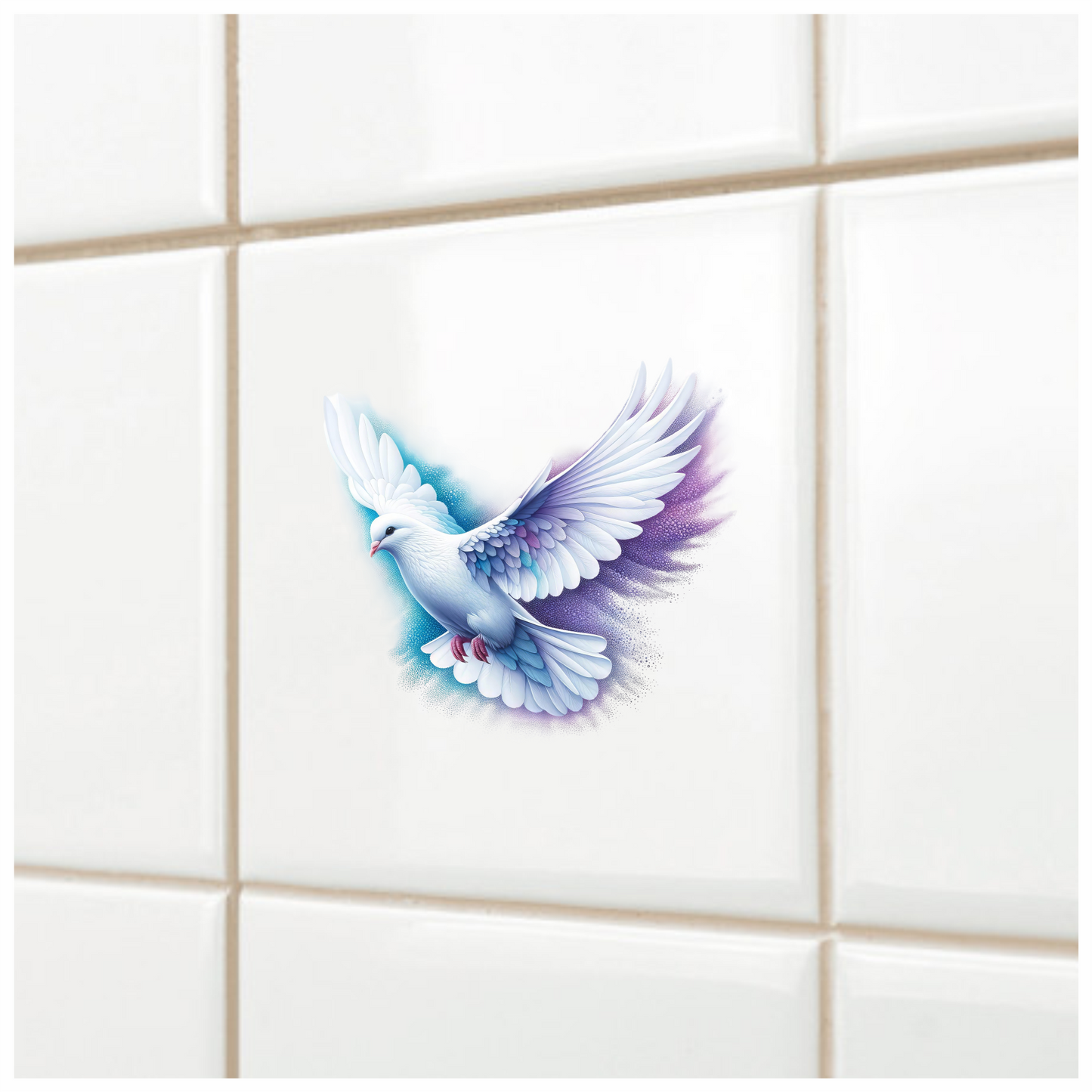 White Dove Bird With Purple Background Vinyl Sticker Decal