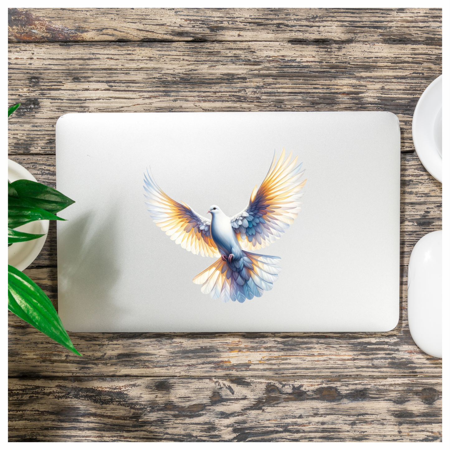 White Dove Bird With Spread Wings Vinyl Sticker Decal