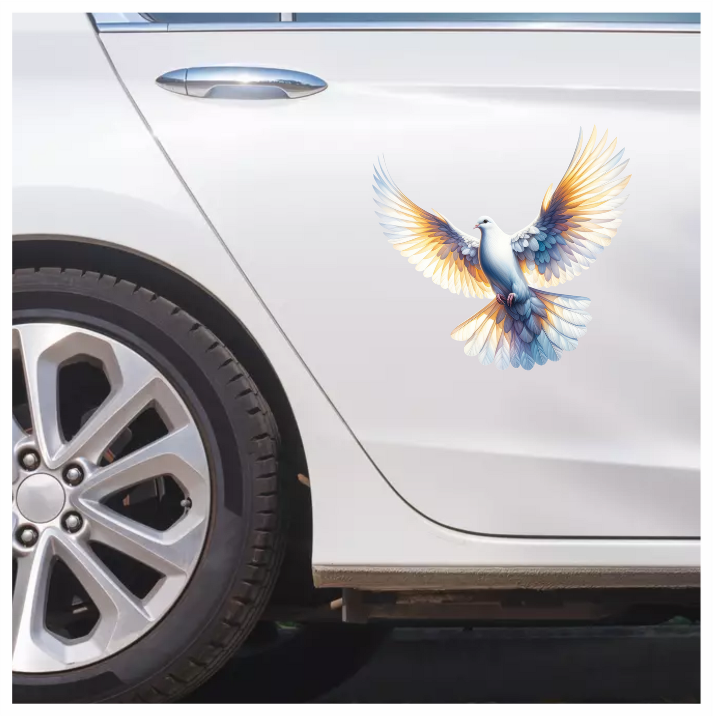 White Dove Bird With Spread Wings Vinyl Sticker Decal