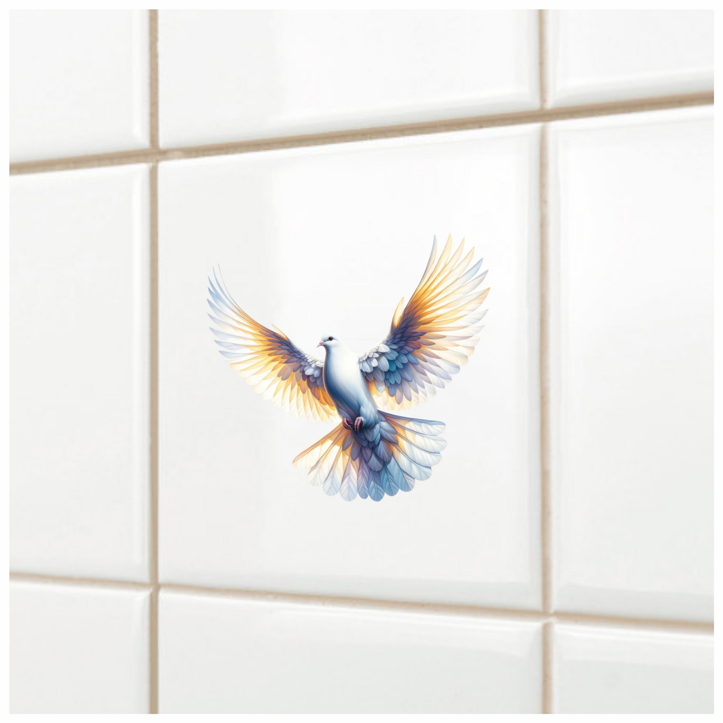 White Dove Bird With Spread Wings Vinyl Sticker Decal