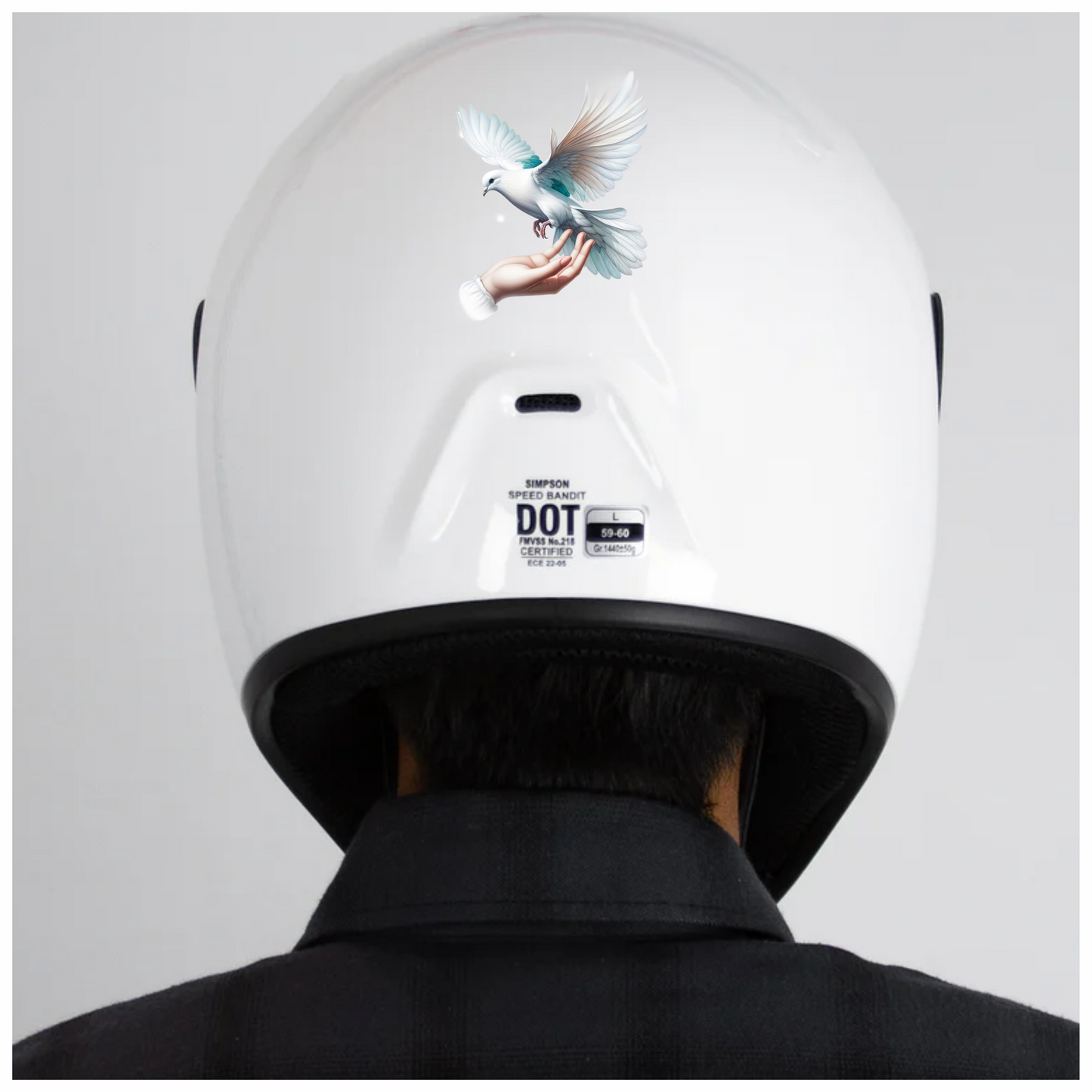 White Dove Bird On Human Hand Vinyl Sticker Decal
