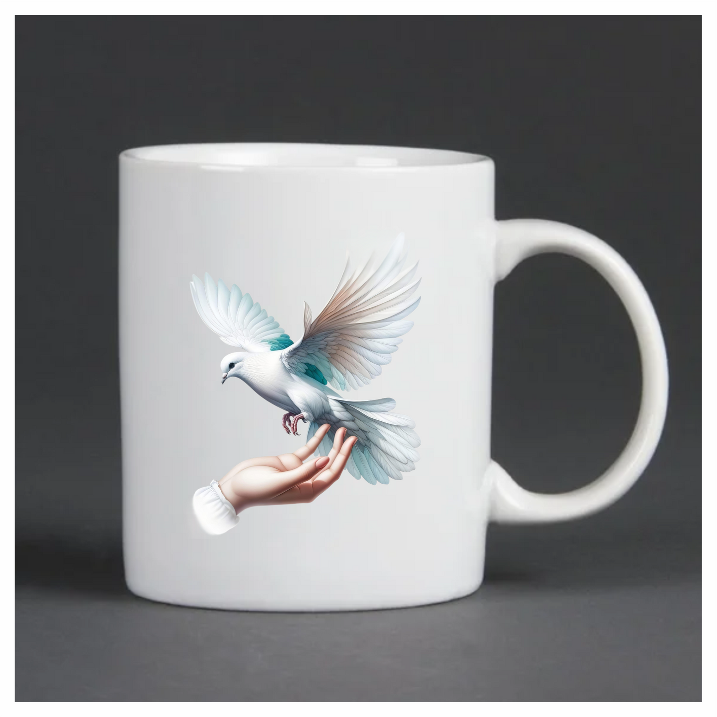 White Dove Bird On Human Hand Vinyl Sticker Decal