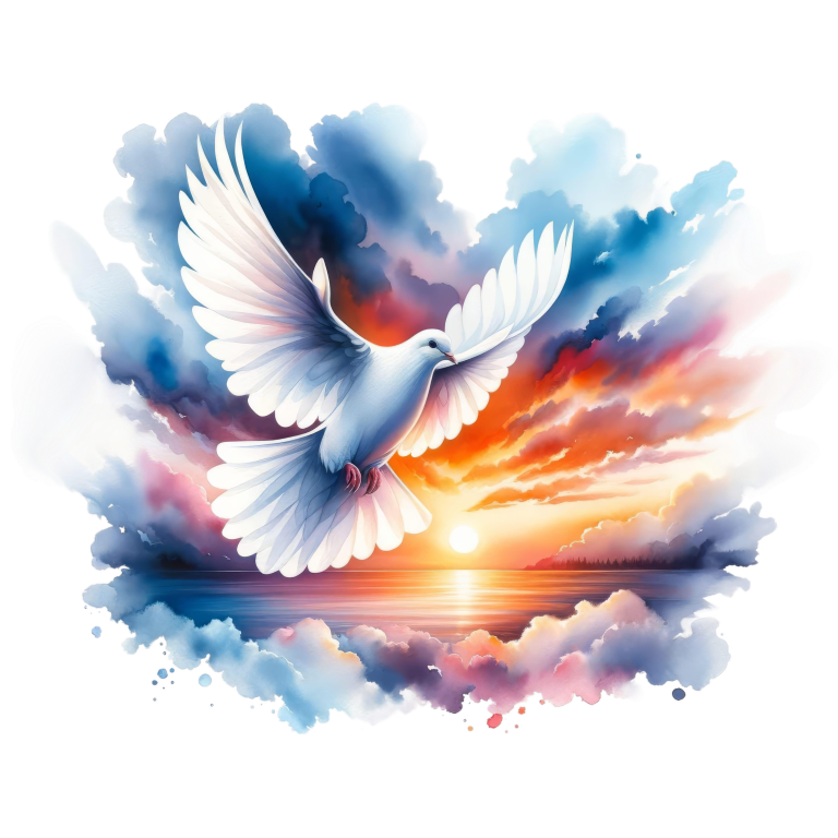 White Dove Bird Over Sunset Sky Vinyl Sticker Decal