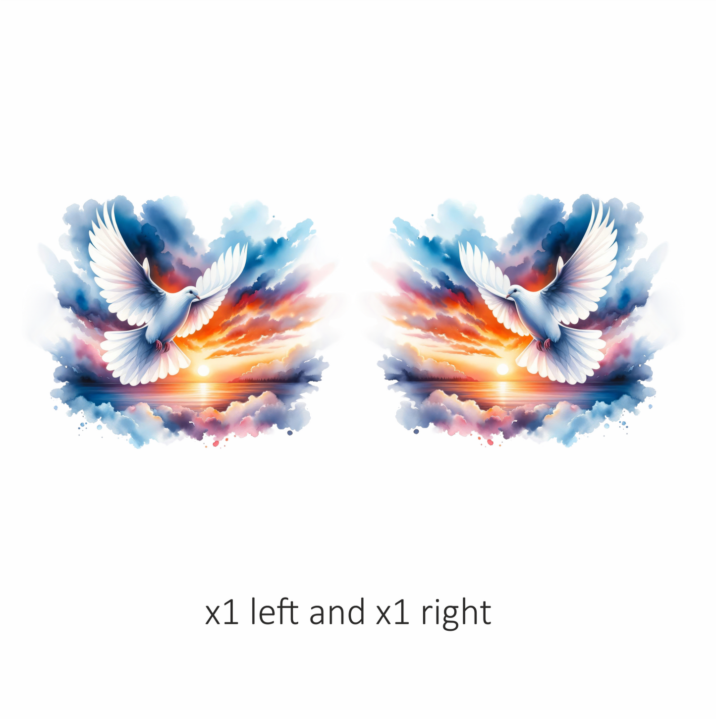 White Dove Bird Over Sunset Sky Vinyl Sticker Decal