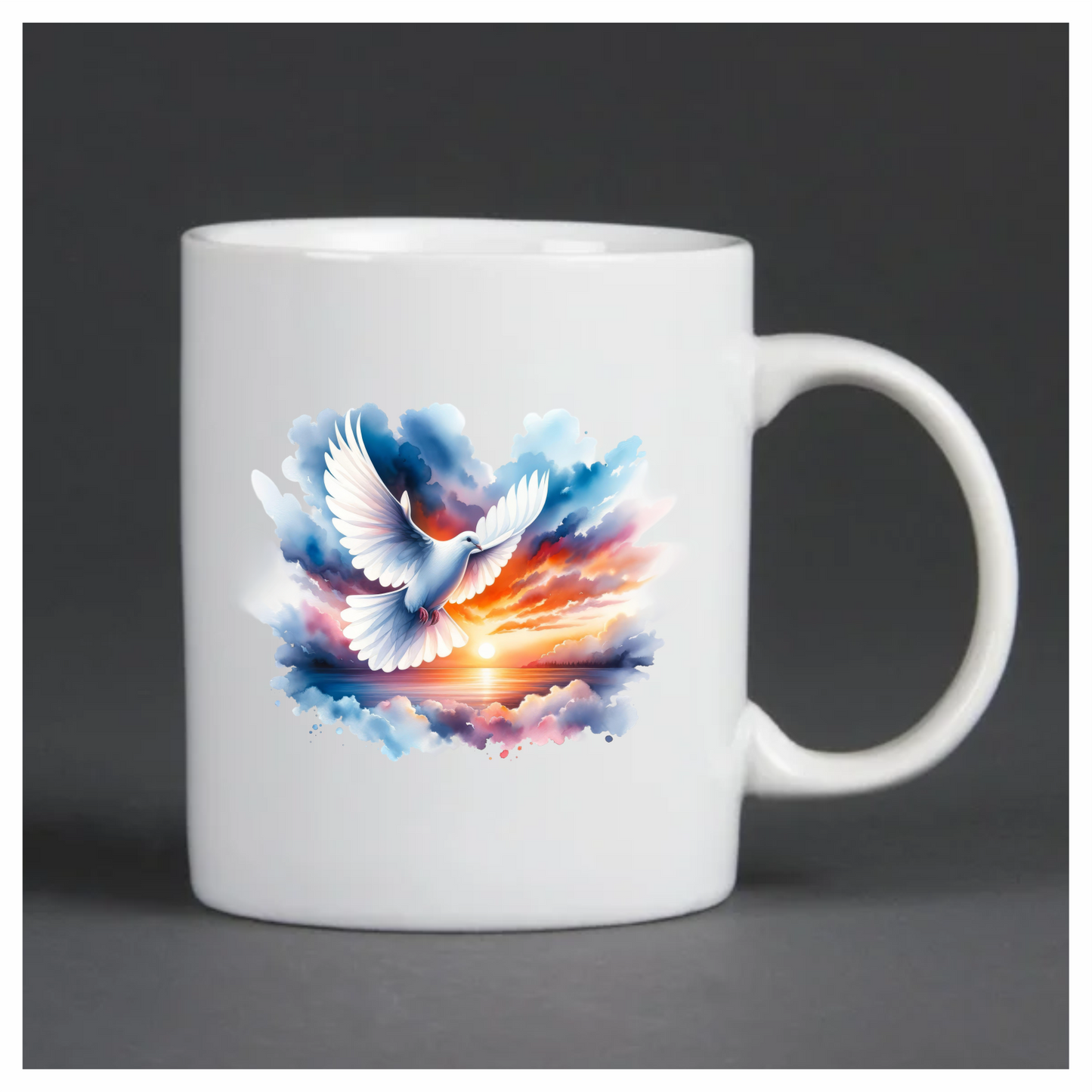 White Dove Bird Over Sunset Sky Vinyl Sticker Decal