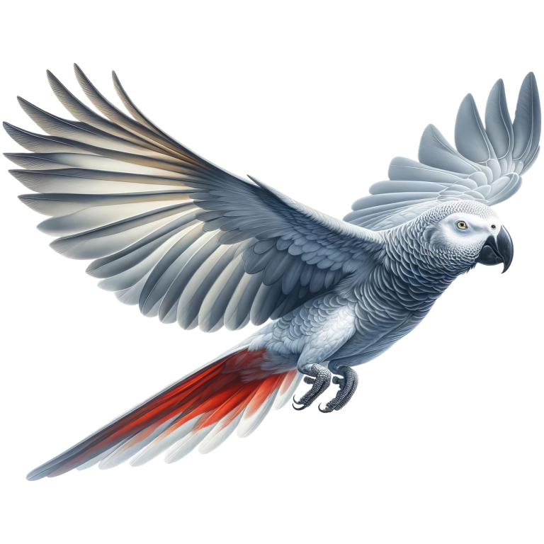Grey Parrot Bird With Wide Wings Vinyl Sticker Decal
