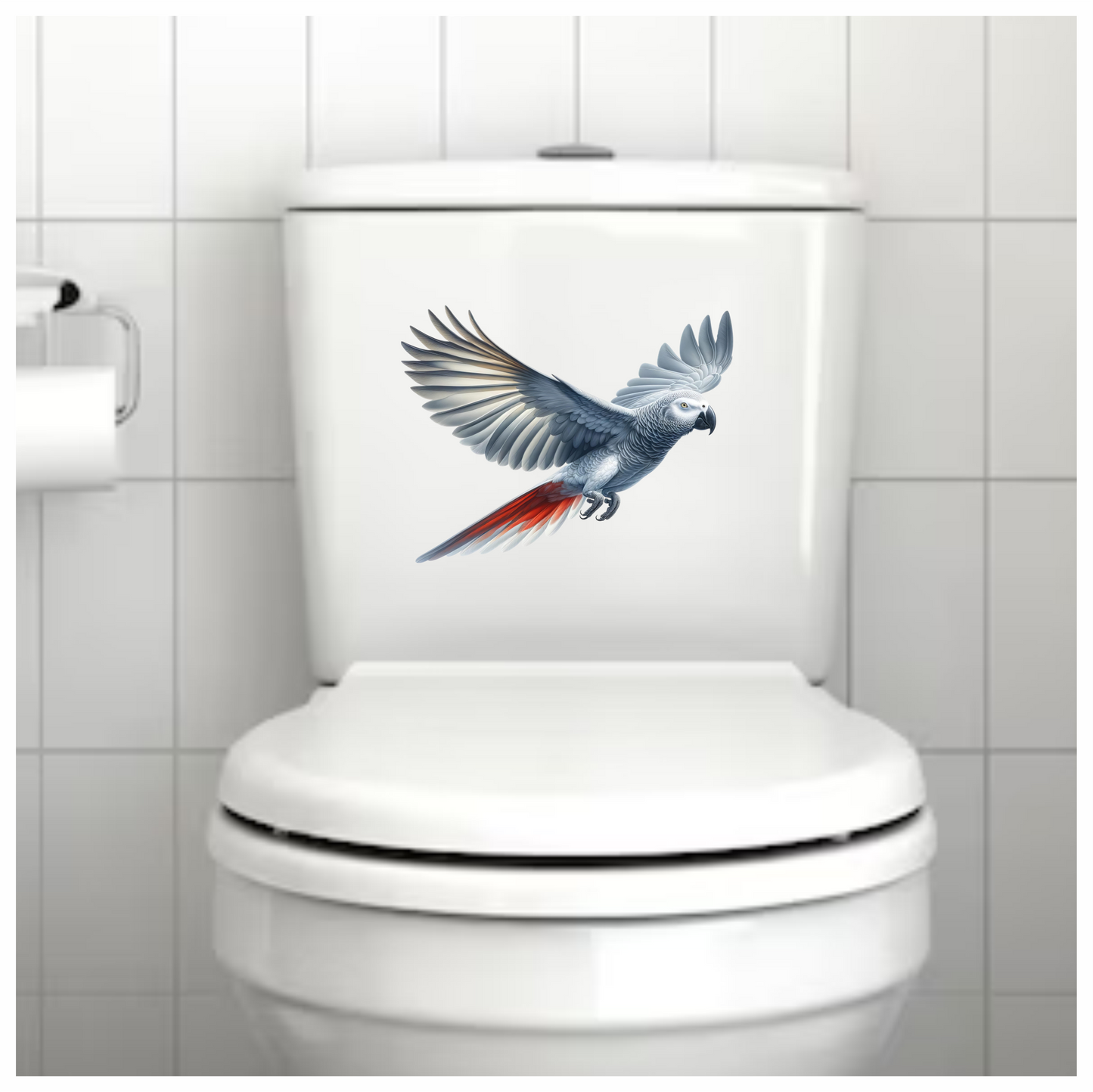 Grey Parrot Bird With Wide Wings Vinyl Sticker Decal