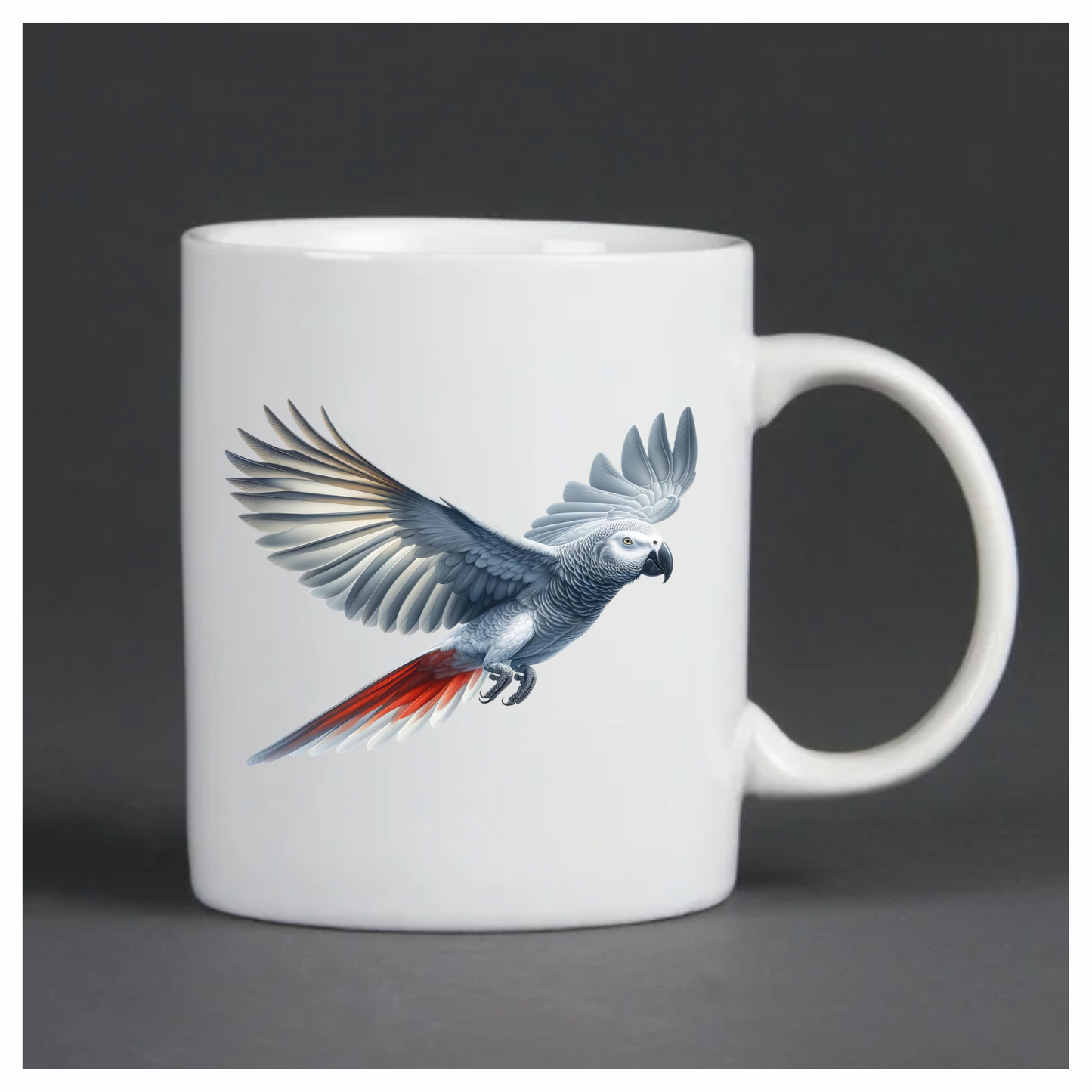 Grey Parrot Bird With Wide Wings Vinyl Sticker Decal