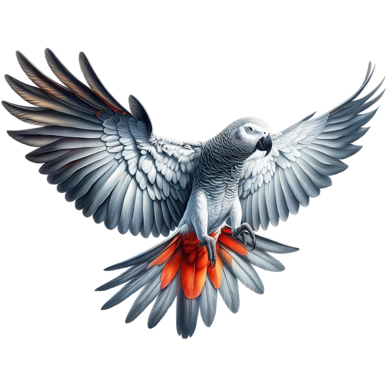 Grey Parrot Bird With Red Feathers Vinyl Sticker Decal
