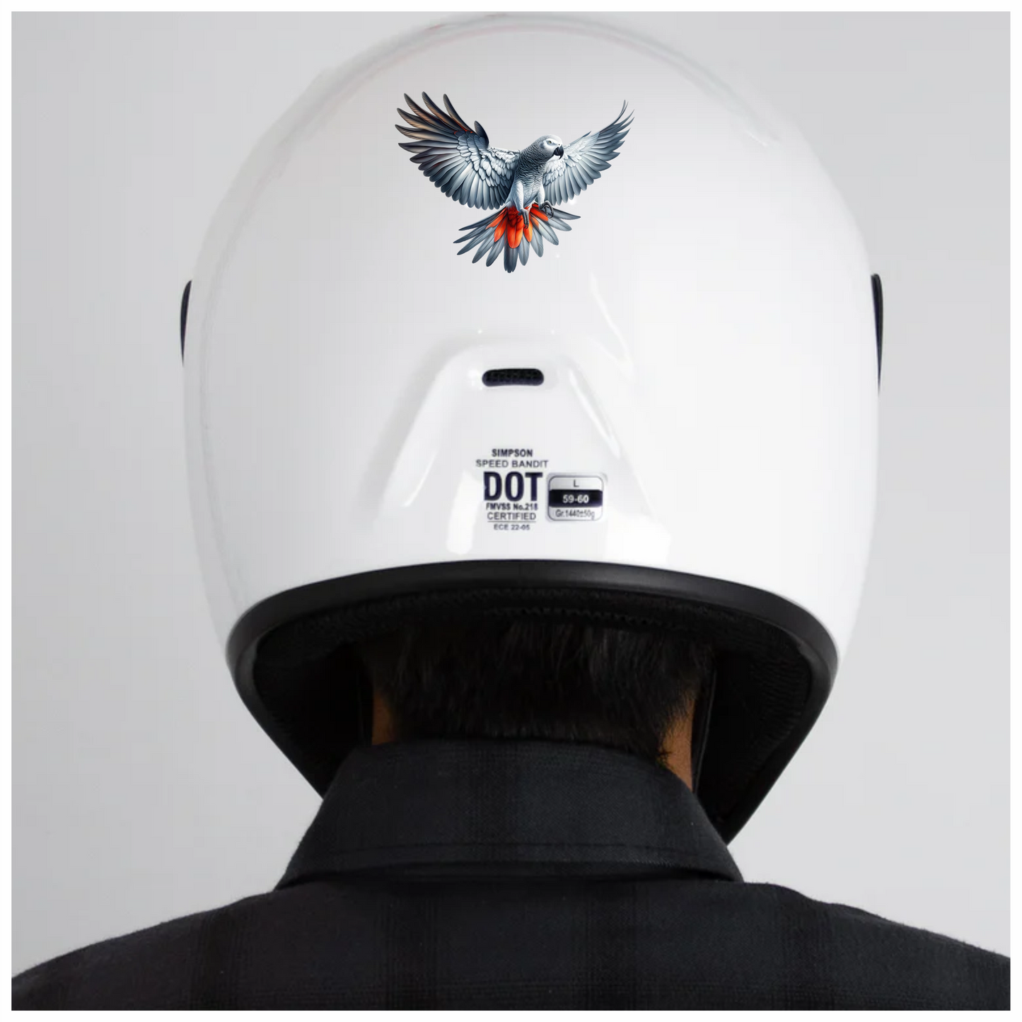 Grey Parrot Bird With Red Feathers Vinyl Sticker Decal