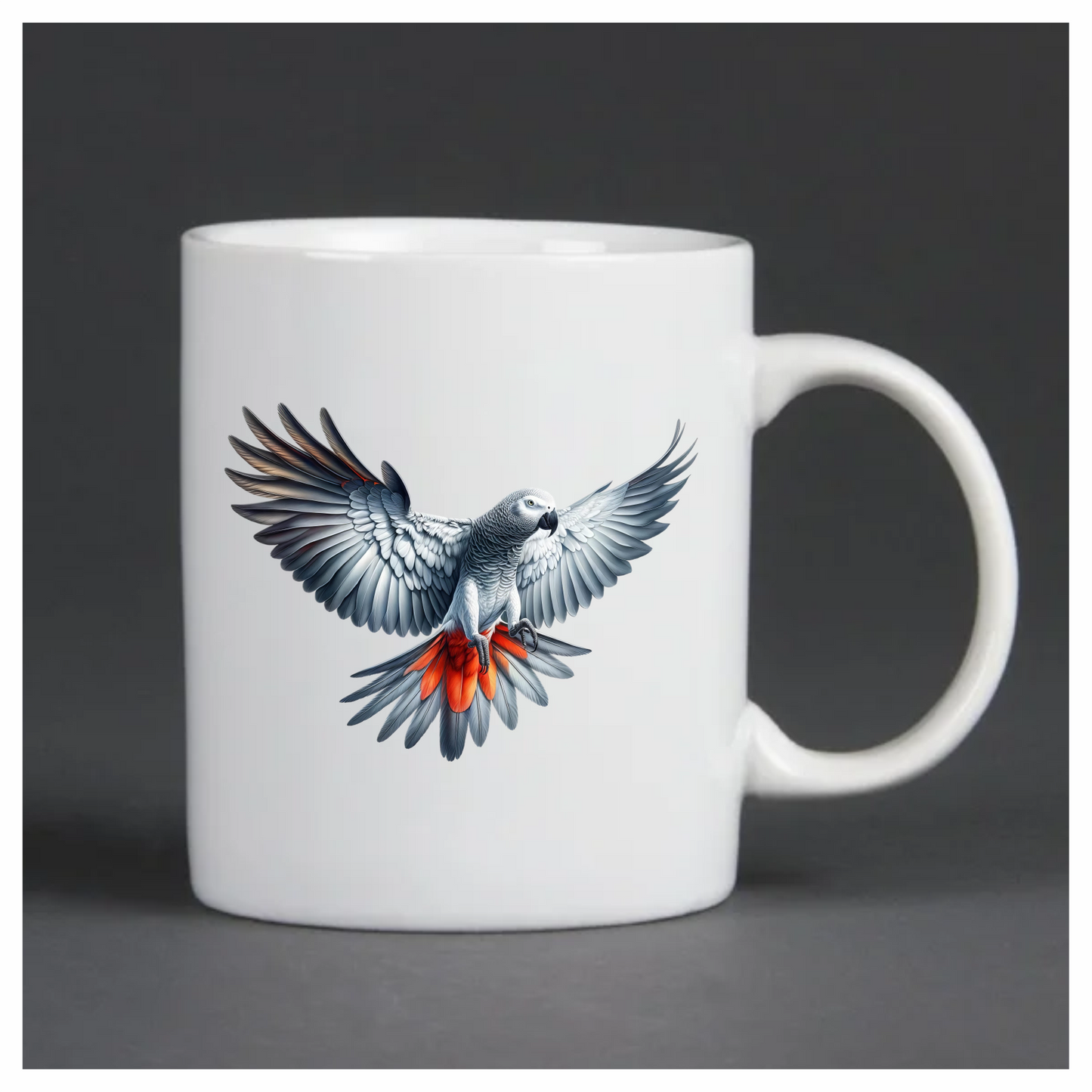 Grey Parrot Bird With Red Feathers Vinyl Sticker Decal