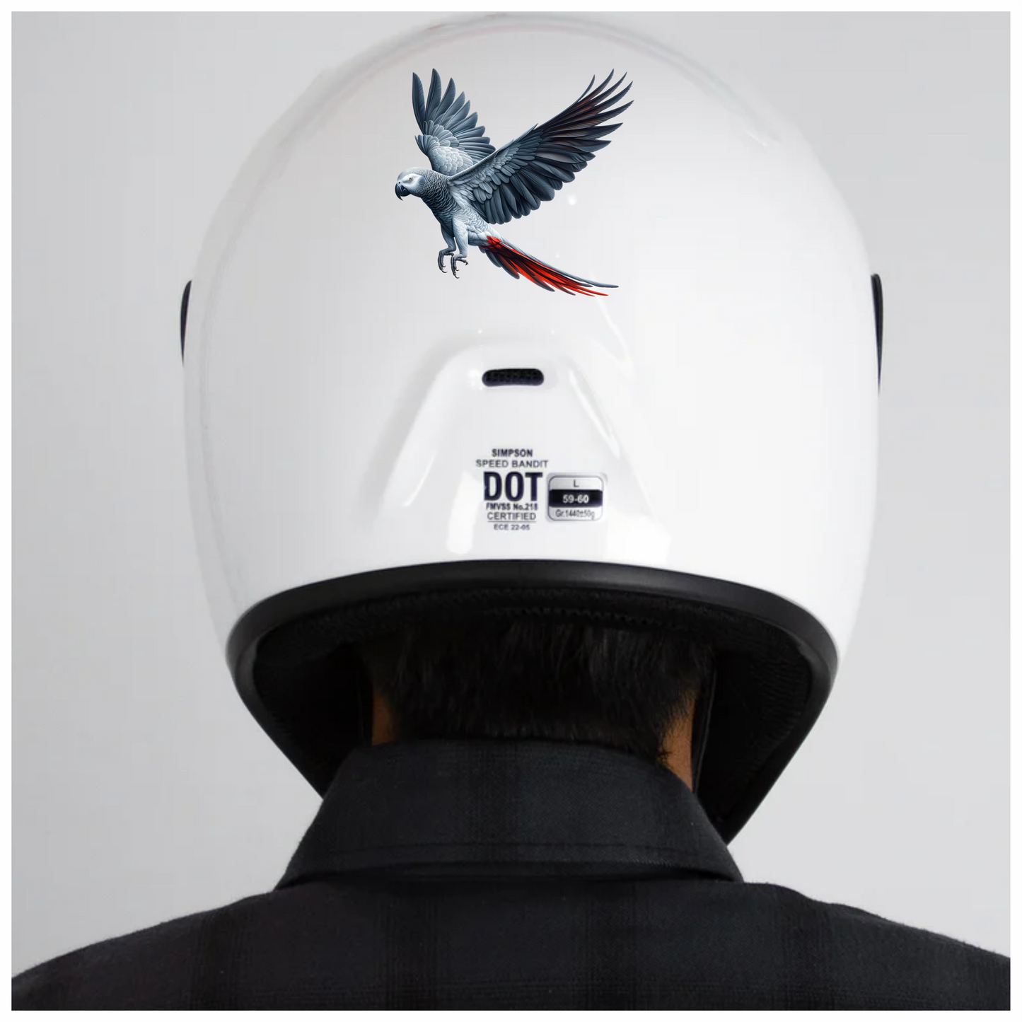 Grey Parrot Bird With Red Tail Vinyl Sticker Decal