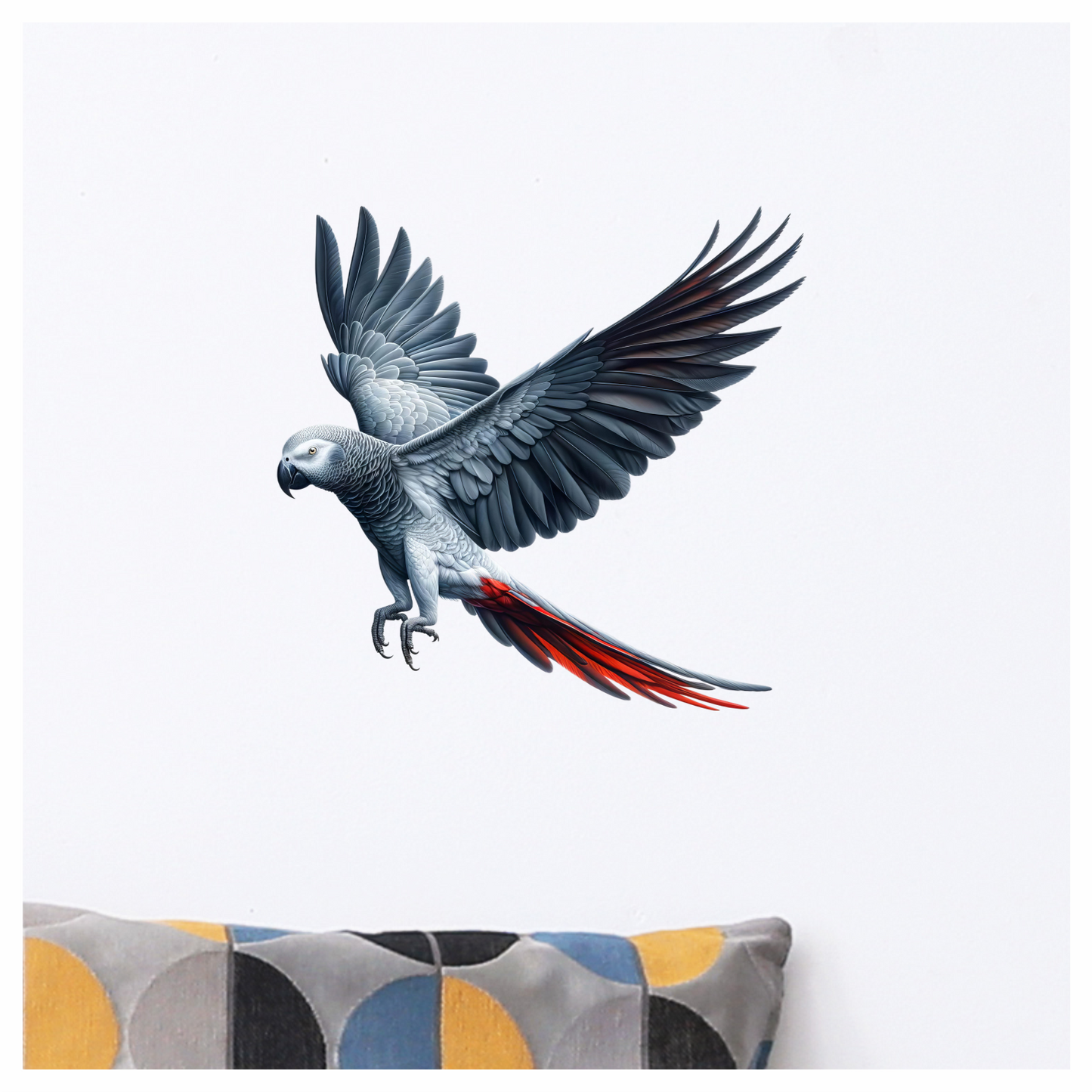 Grey Parrot Bird With Red Tail Vinyl Sticker Decal