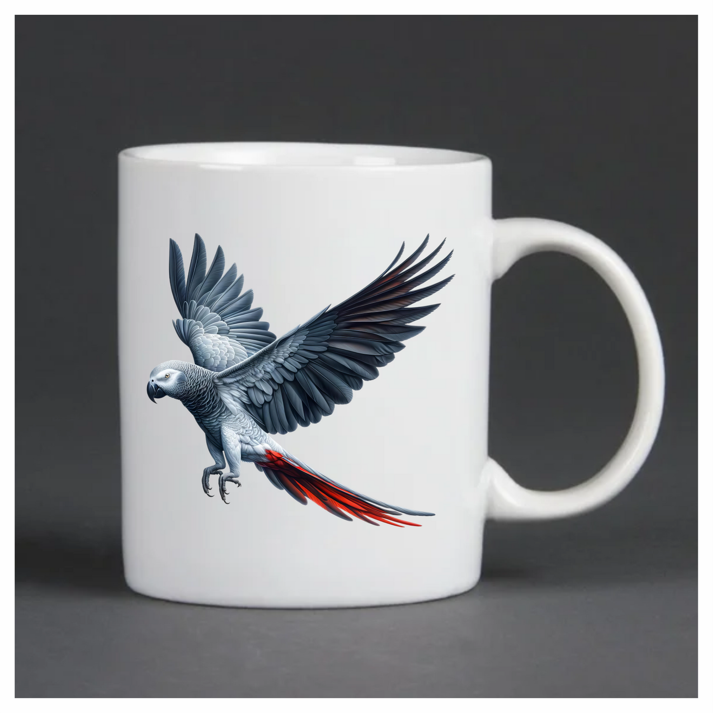 Grey Parrot Bird With Red Tail Vinyl Sticker Decal