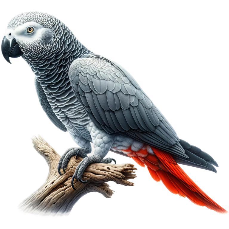 Grey Parrot Bird With Red Feathers Vinyl Sticker Decal