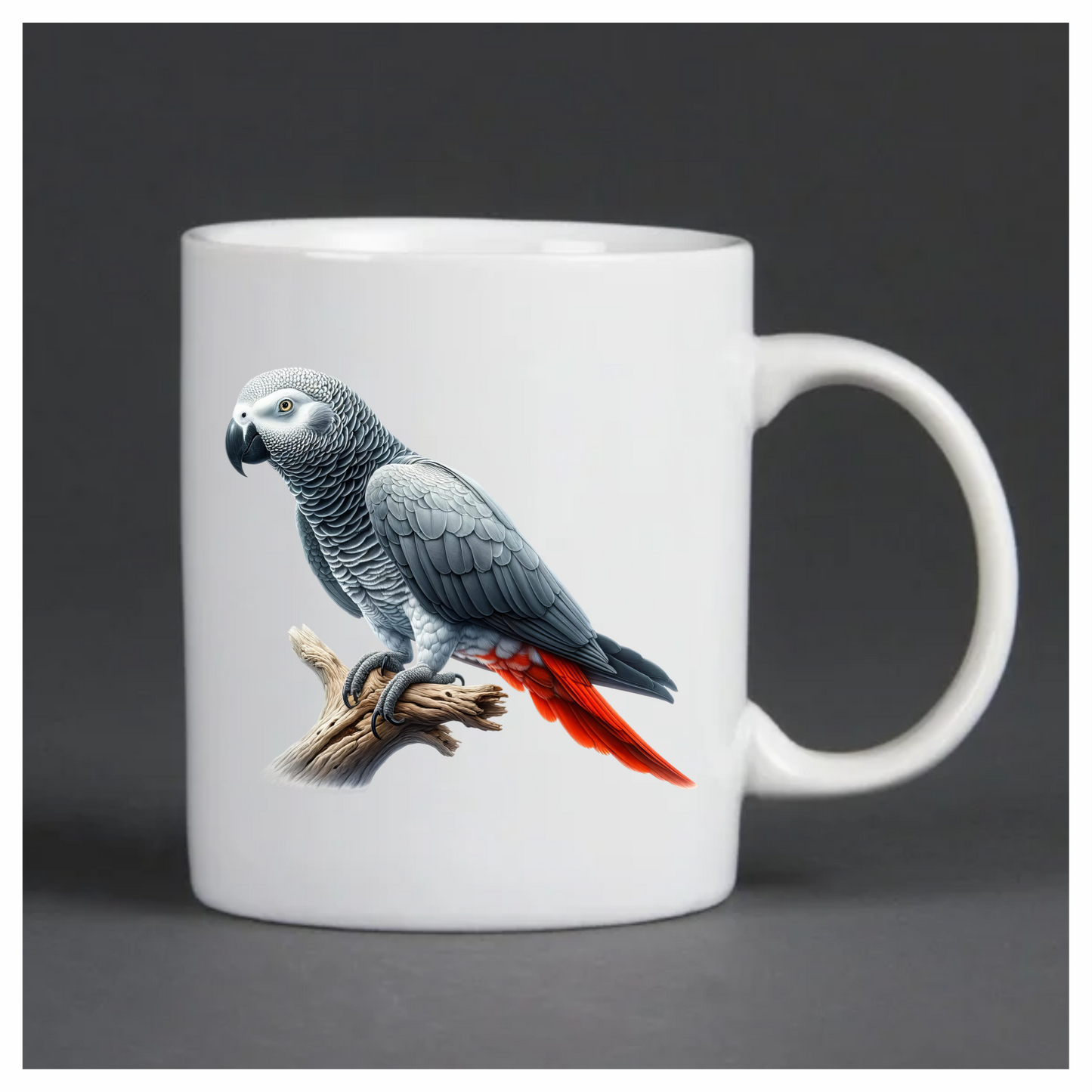 Grey Parrot Bird With Red Feathers Vinyl Sticker Decal