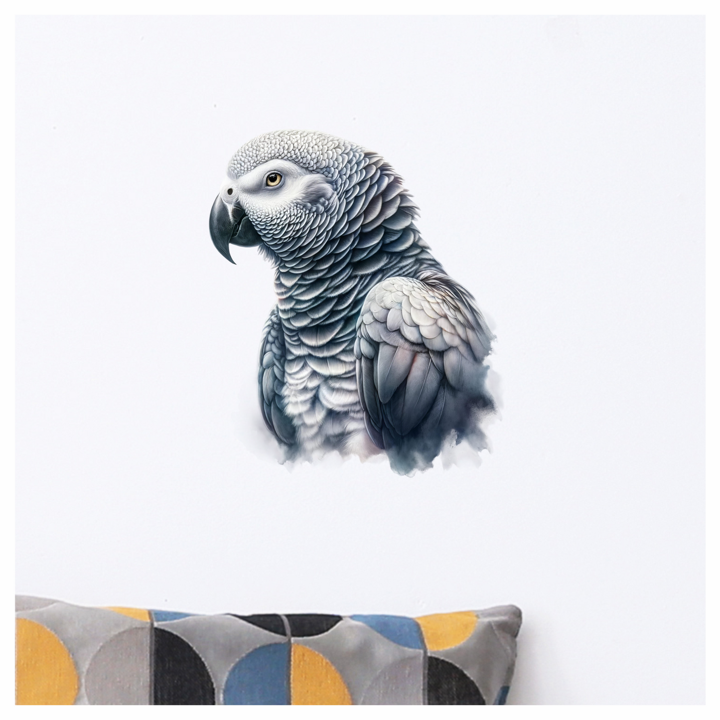 Grey Parrot Bird Close Up View Vinyl Sticker Decal