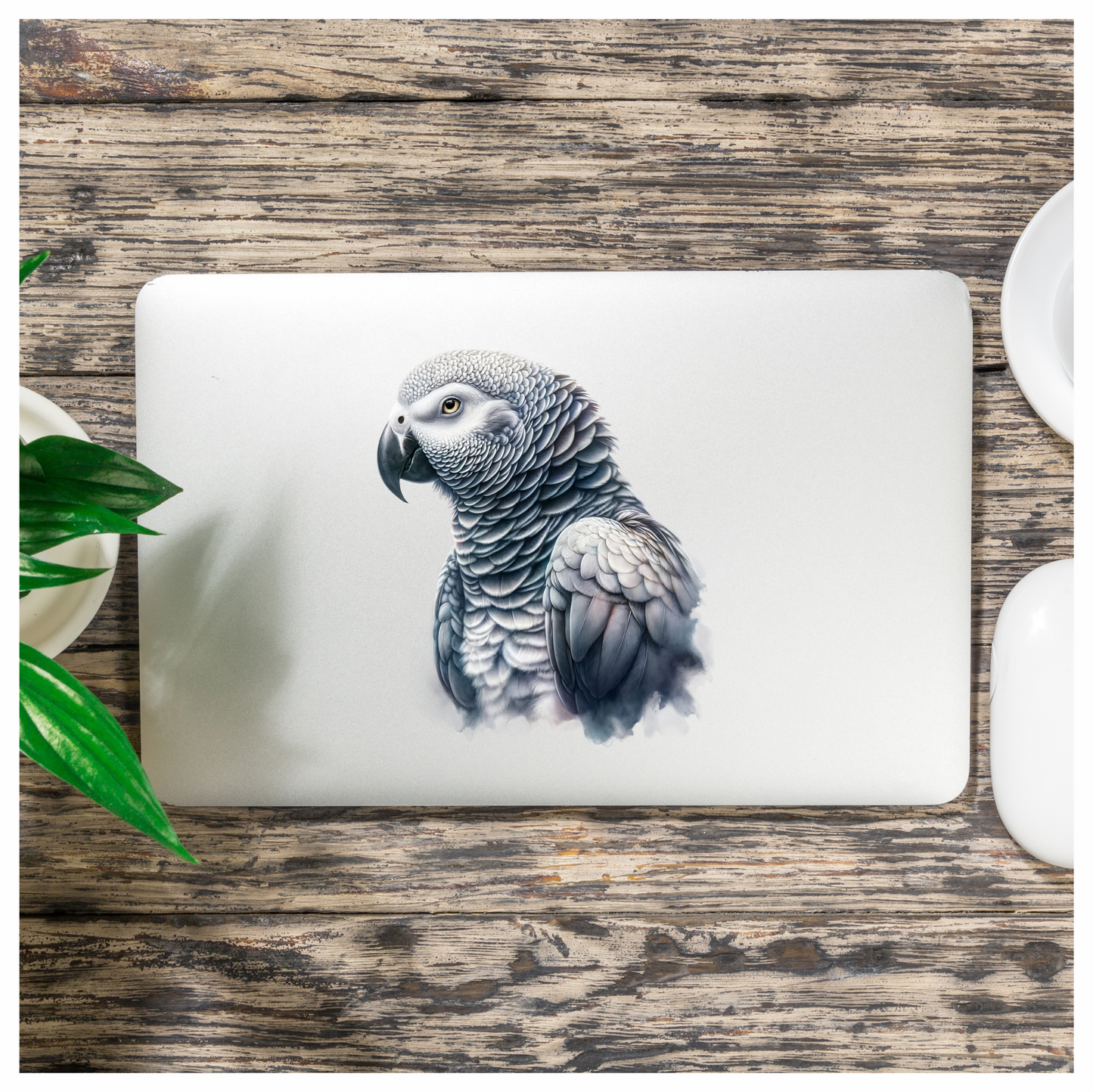 Grey Parrot Bird Close Up View Vinyl Sticker Decal