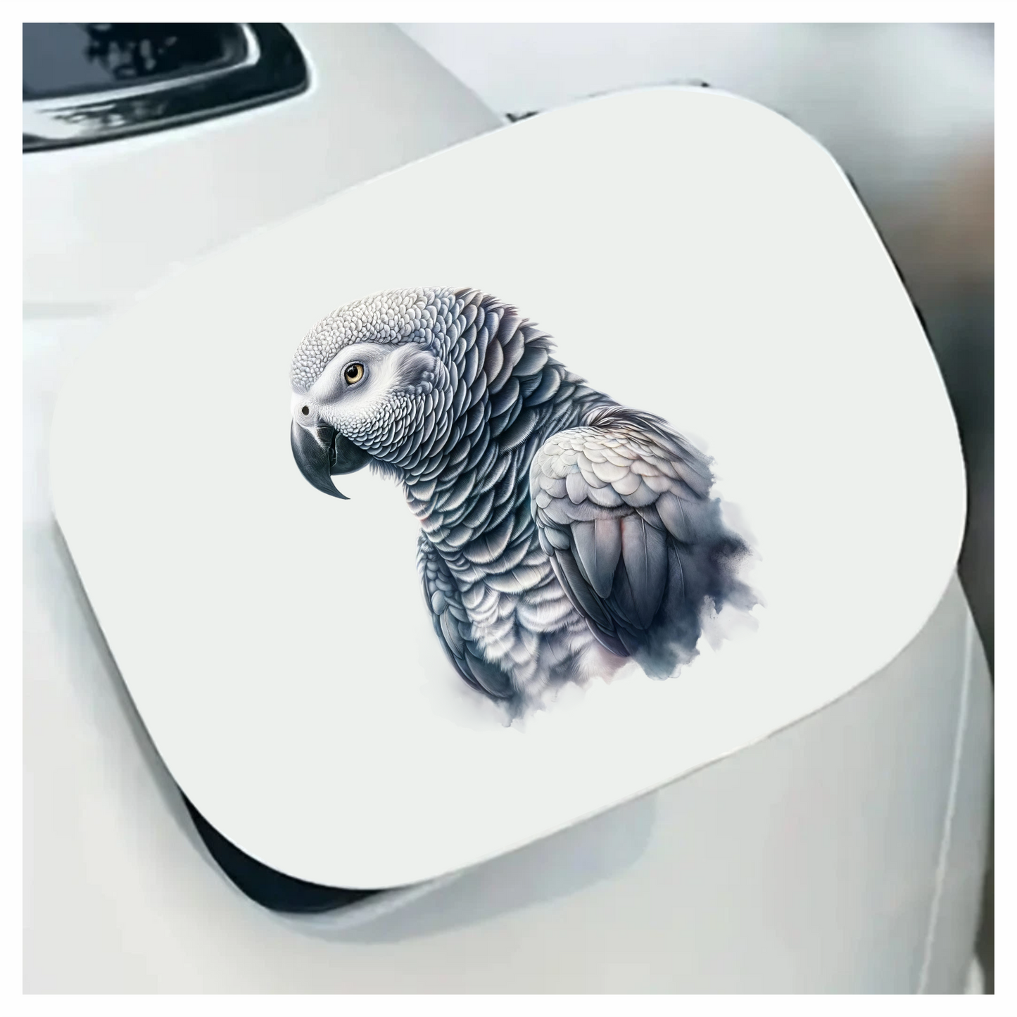 Grey Parrot Bird Close Up View Vinyl Sticker Decal