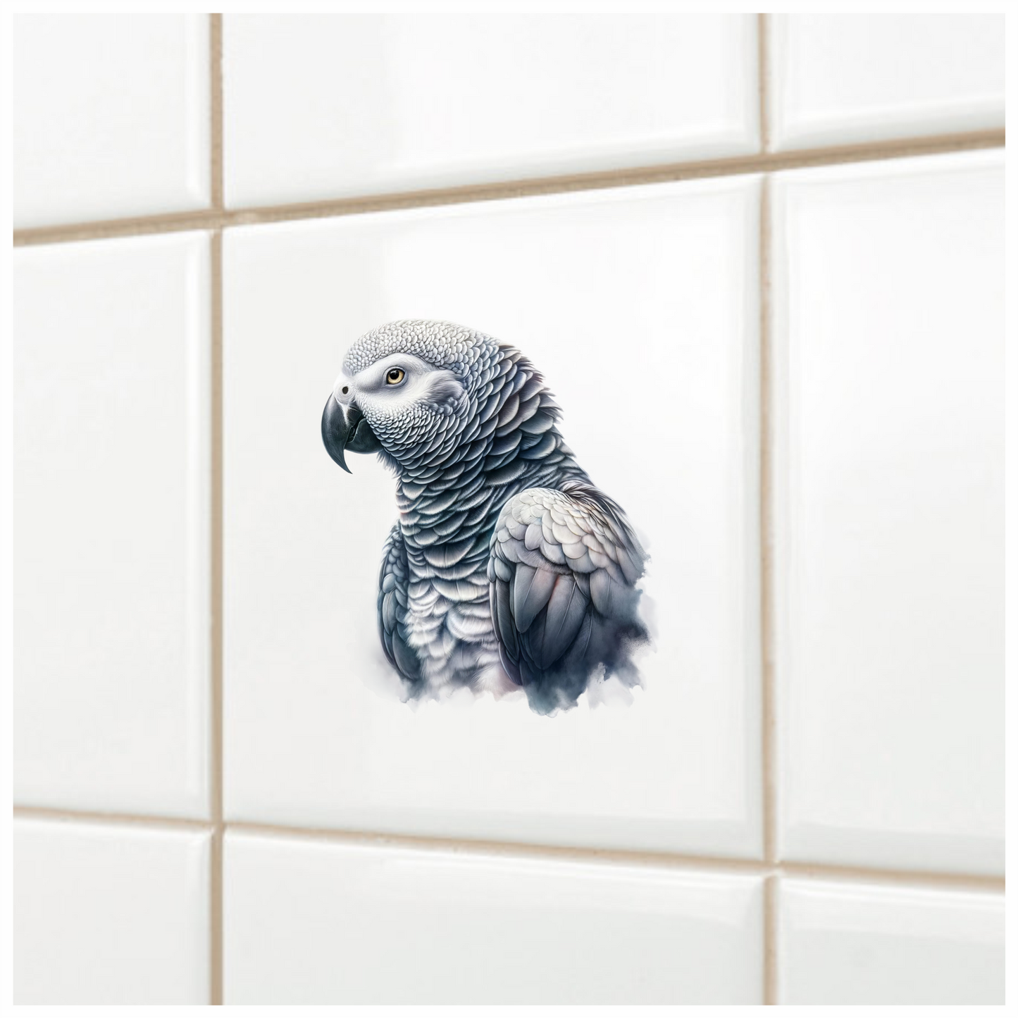 Grey Parrot Bird Close Up View Vinyl Sticker Decal