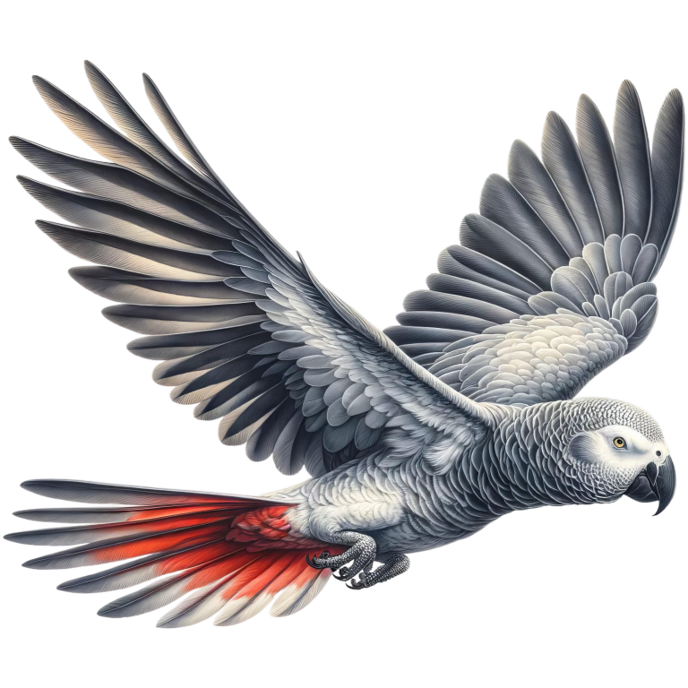 Grey Parrot Bird Flying With Wings Vinyl Sticker Decal