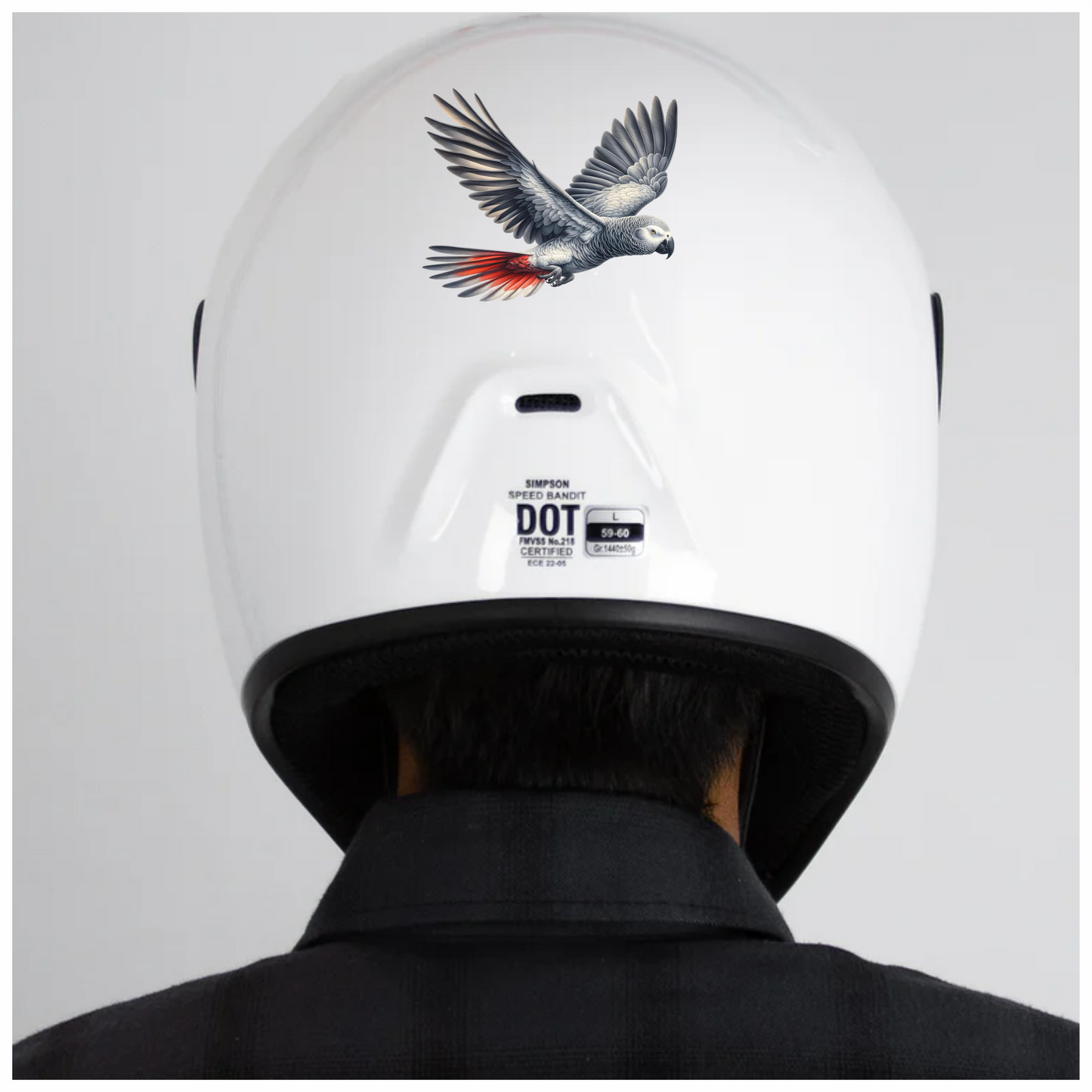 Grey Parrot Bird Flying With Wings Vinyl Sticker Decal