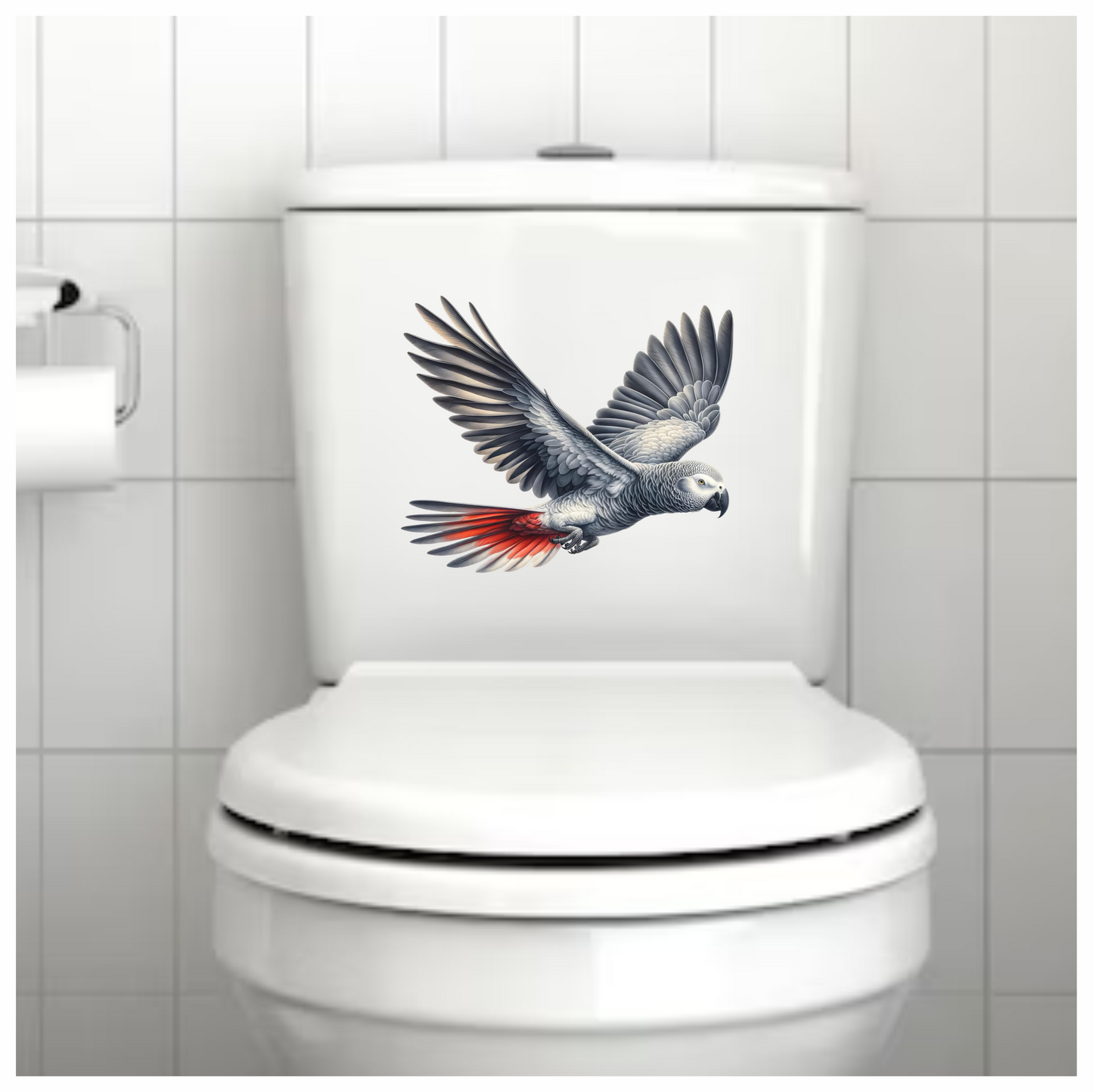Grey Parrot Bird Flying With Wings Vinyl Sticker Decal