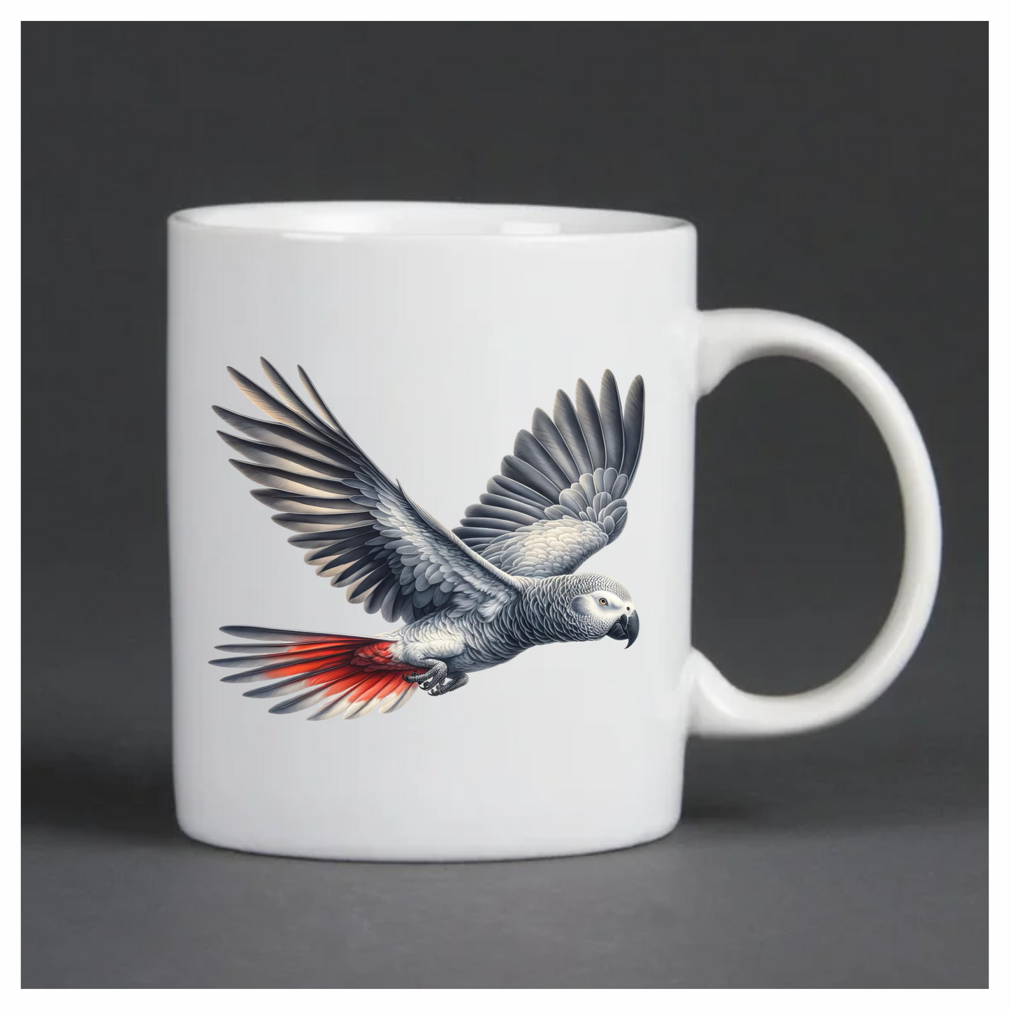 Grey Parrot Bird Flying With Wings Vinyl Sticker Decal